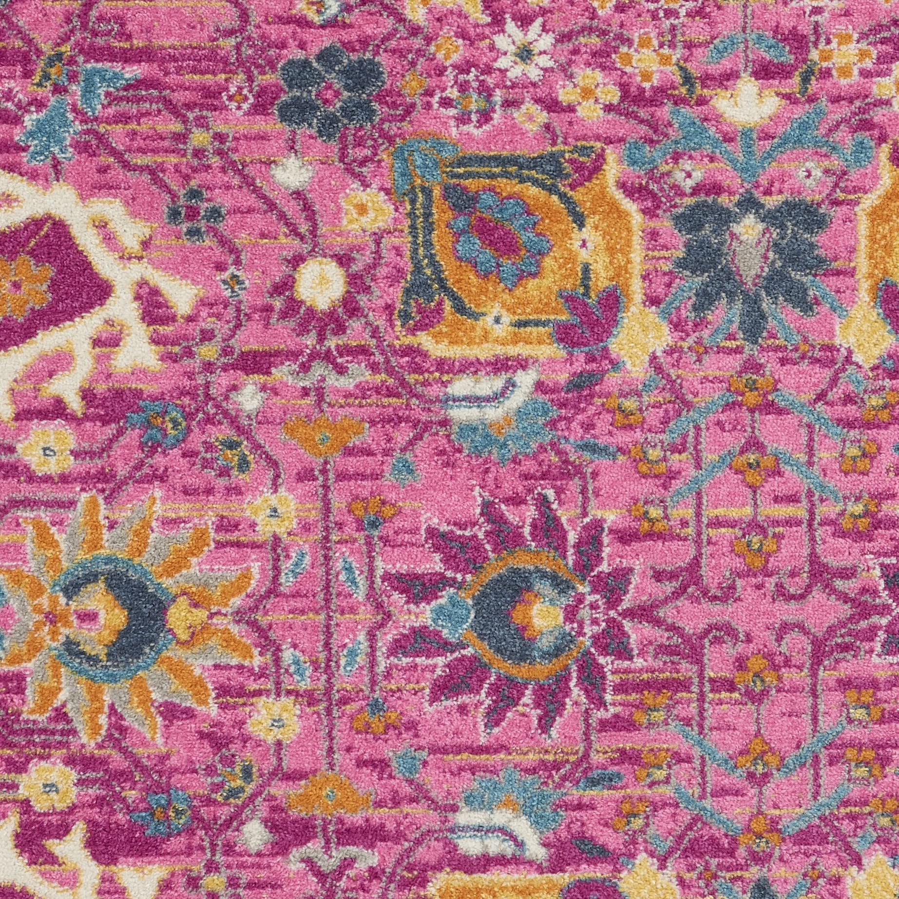 Nourison Passion Fuchsia 8' Round Area Rug - Boho Moroccan Style for Bedroom, Living Room, Dining Room & Kitchen - Easy to Clean & Non-Shedding - Perfect for Boho Chic Decor, Cozy Home & High Traffic Areas (8' Round)