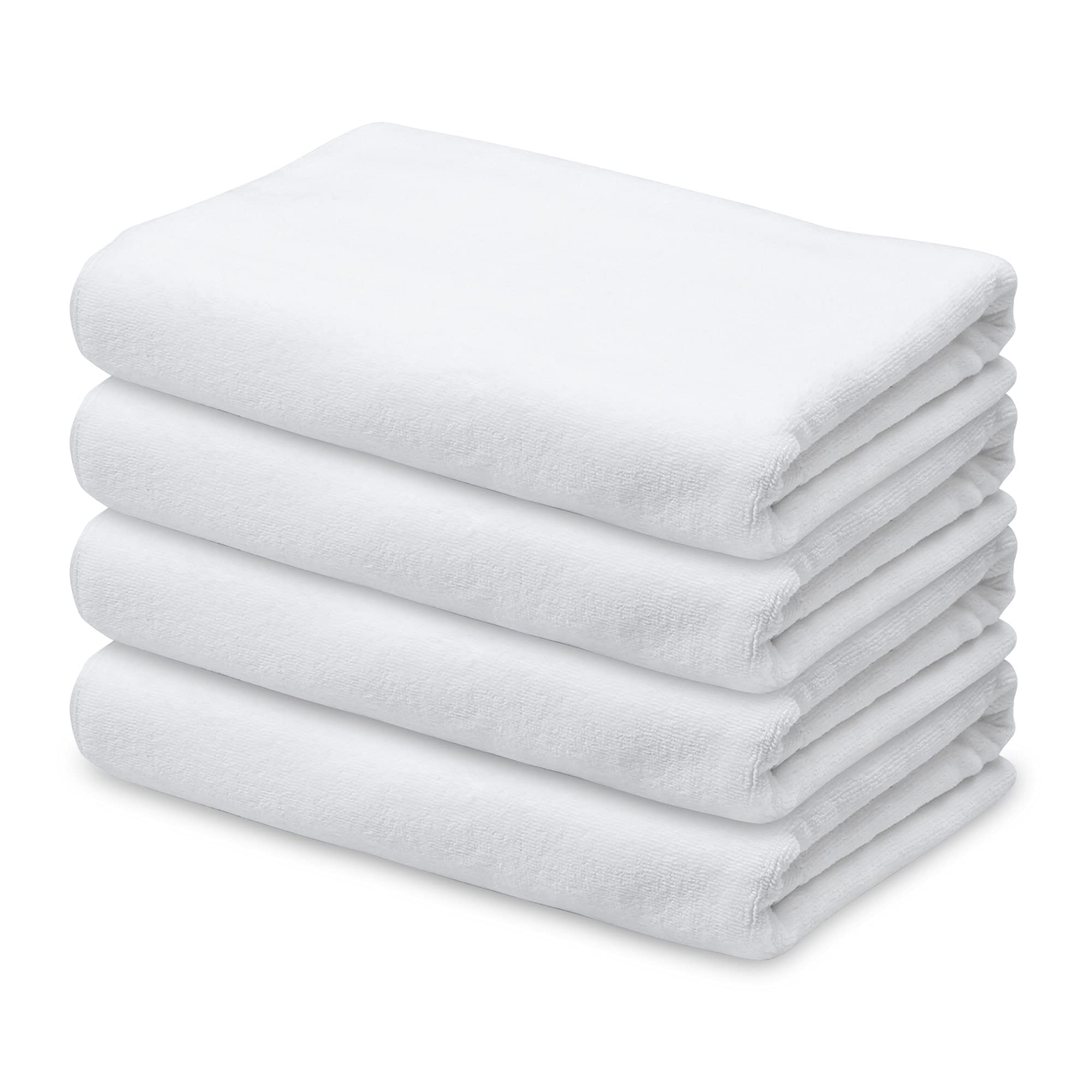 Aquaterior 4 Pack 29x56 Inch Super Absorbent Bath Towels - Soft Luxury Hotel & Spa Quality Bathroom Towels for Home, Gym, Pool & Beach Use - White