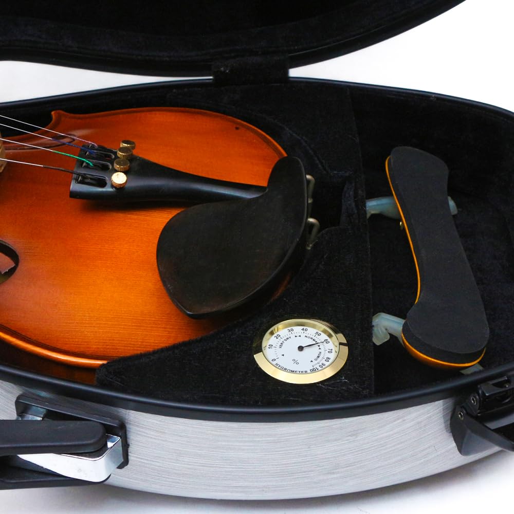 Premium 4/4 Full Size Violin Hard Case - Carbon Fiber Composite with Soft Padding, Strong Handle & Back Straps (Silver) | Perfect for Travel, Performances & School Use