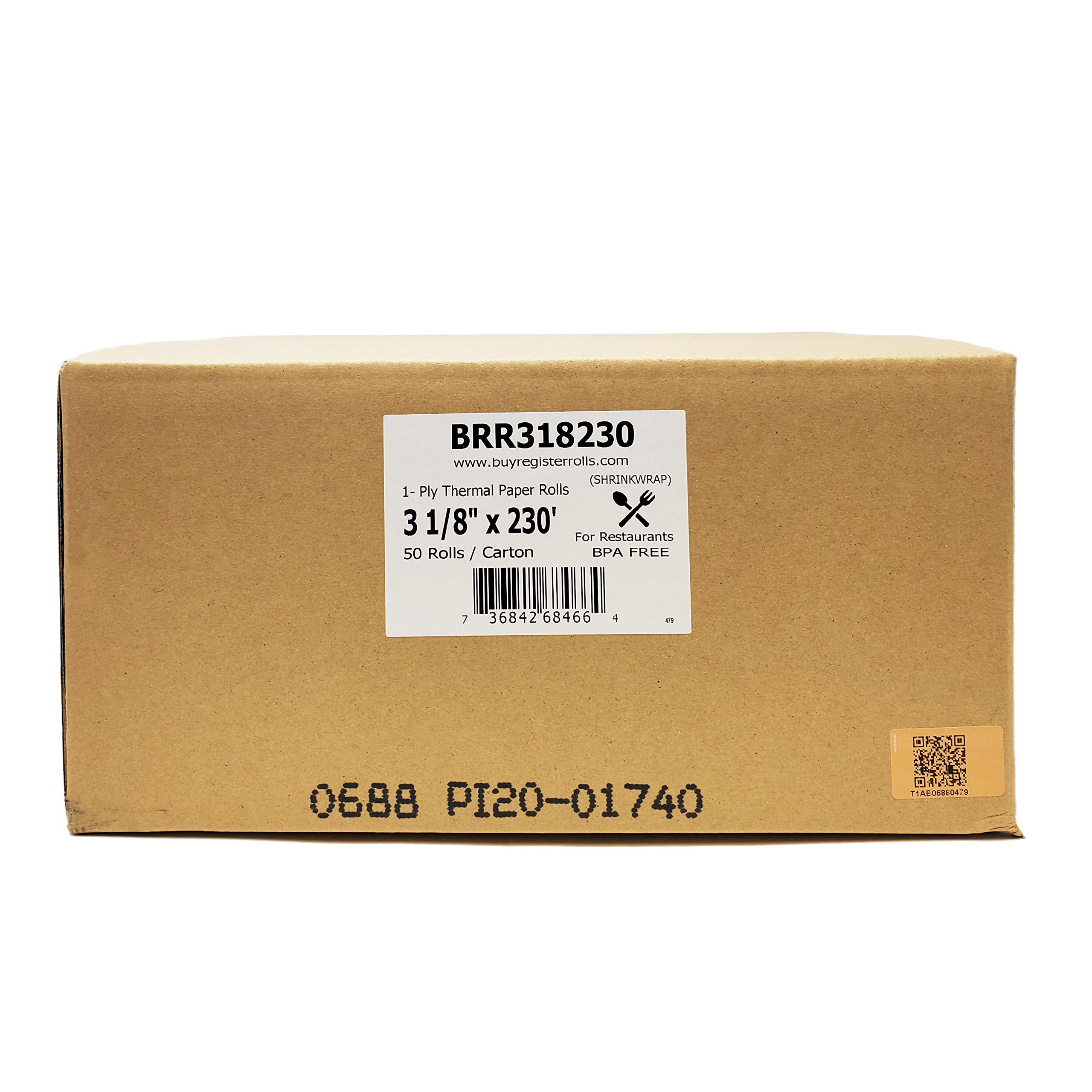 50 Pack Thermal Register Rolls - 3 1/8