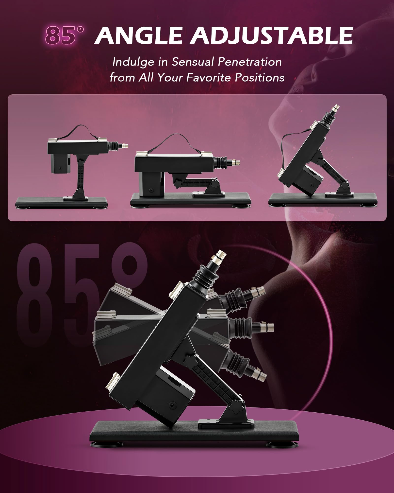 SENSUA Automatic Thrusting Sex Machine for Women & Men - 5 Dildos, Extension Bar & Suction Cup - Adult Sex Toy for Couples, Vaginal & Anal Stimulation - Perfect for Solo Play, Couples Bonding & BDSM Exploration