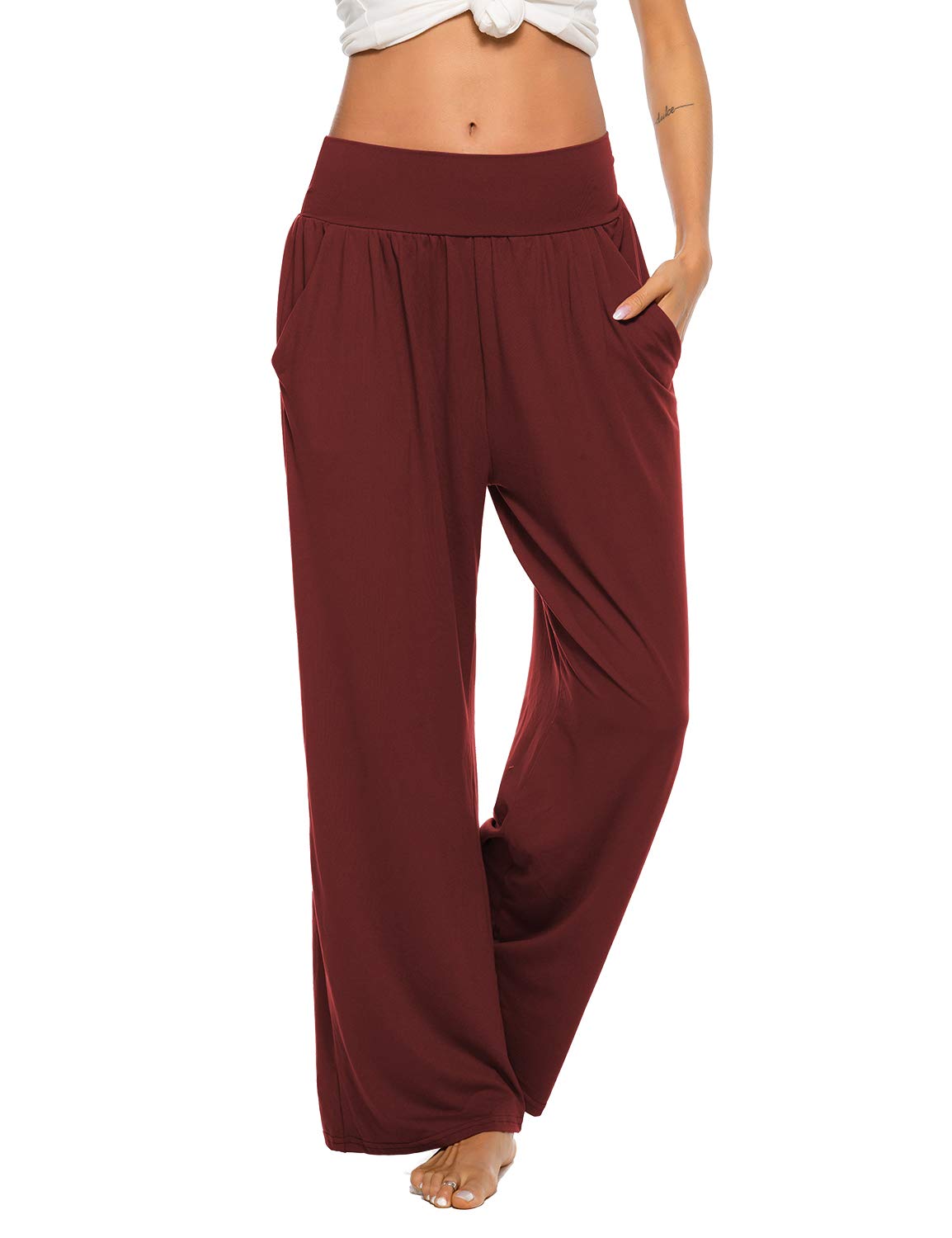 ZJCT Women's High Waisted Yoga Sweatpants - Soft Loose Fit Wide Leg Lounge Joggers with Pockets for Workout, Running & Home Comfort