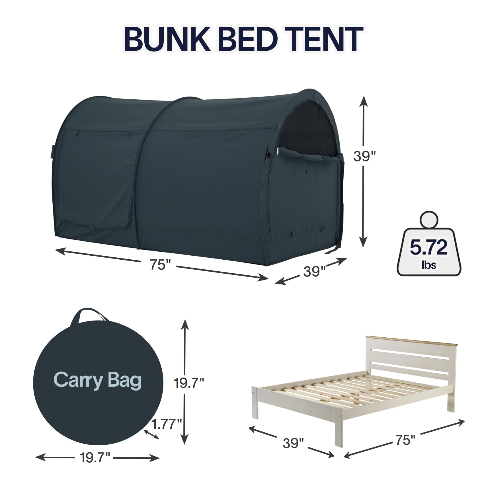 **Dream Tents Bed Canopy - Pop-Up Indoor Privacy Shelter for Kids & Adults - Warm, Breathable Twin Size Cabin Tent (Mattress Not Included) - Perfect for Bedrooms, Camping & Cozy Reading Nooks**