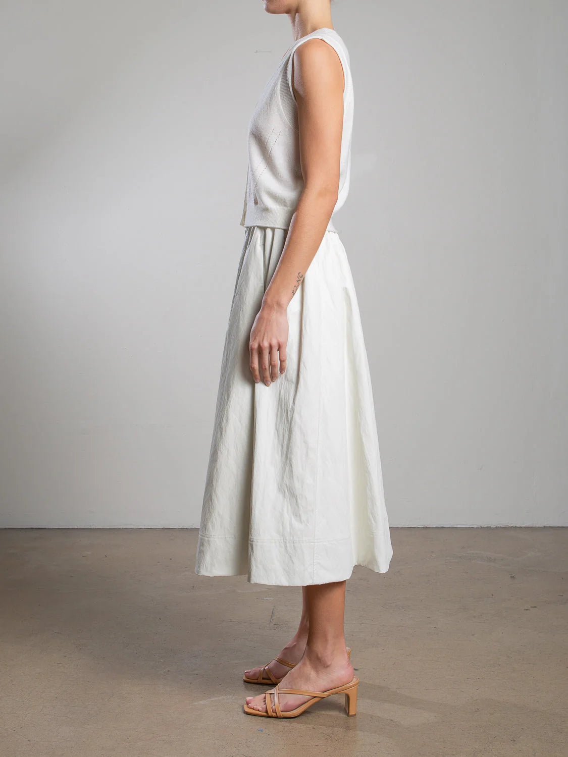 Claudia Faux Leather Skirt in Ivory - Women's High Waist Mini Skirt for Party, Night Out & Casual Wear