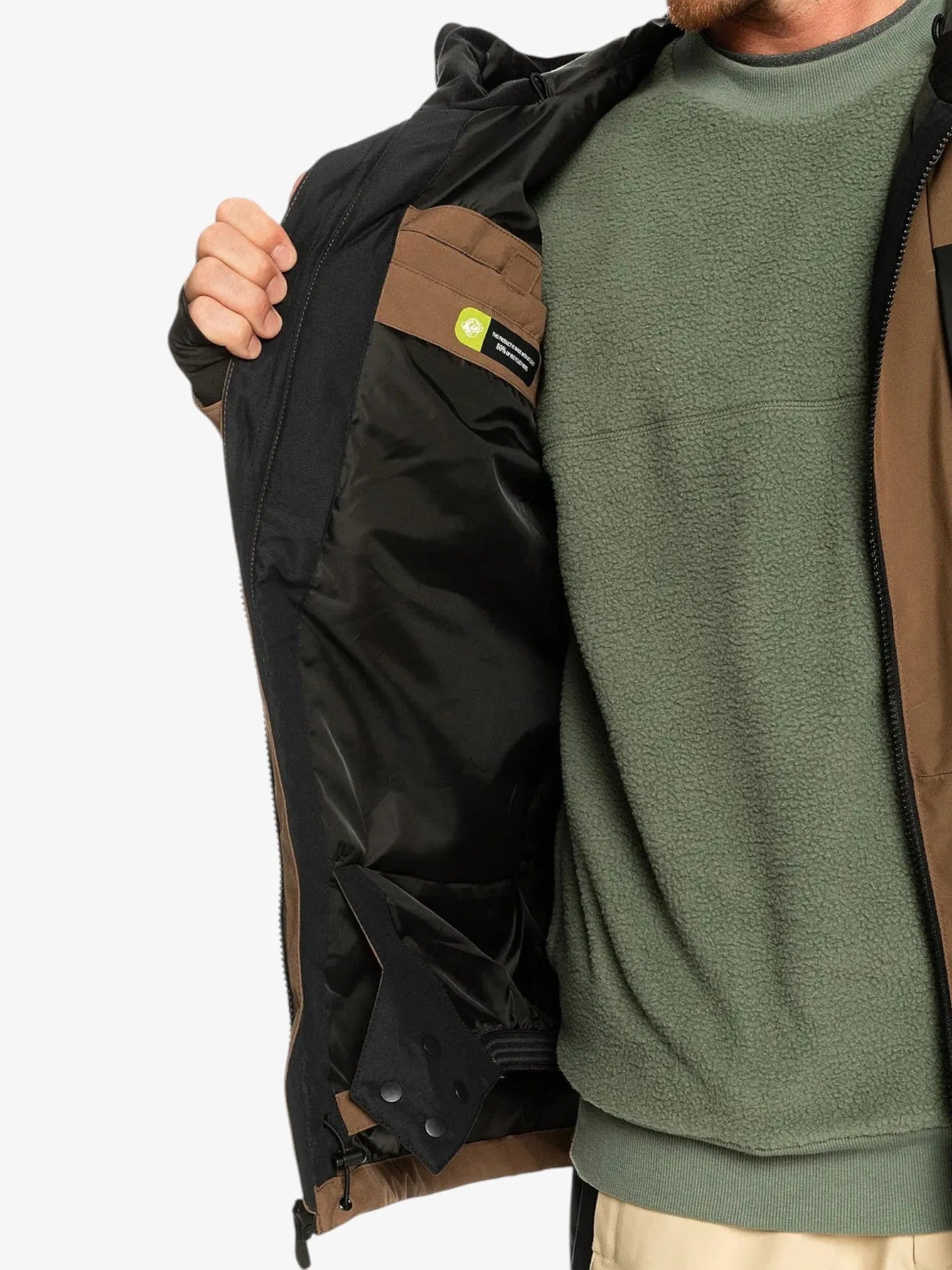 Quiksilver Mission Block Snow Jacket - Brown & Black - Waterproof Winter Coat for Skiing, Snowboarding & Outdoor Adventures