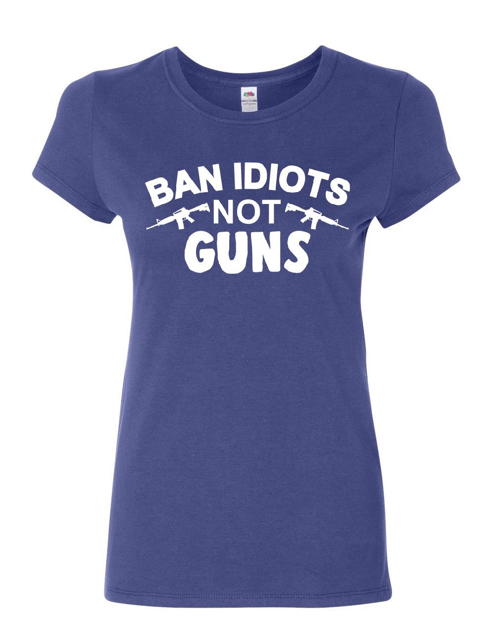 Pro 2nd Amendment Women's T-Shirt - Patriotic Gun Rights Apparel - Ban Idiots Not Guns Slogan Tee - Perfect for Political Rallies & Gun Rights Events
