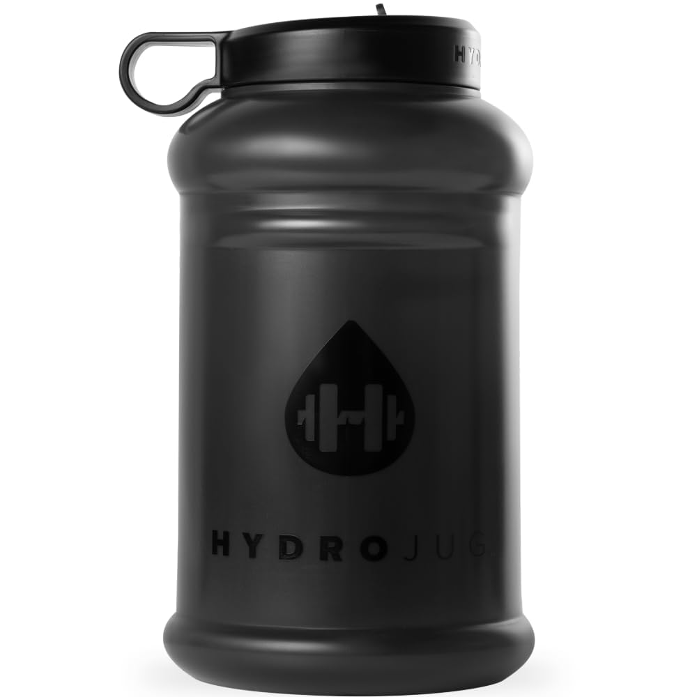 HydroJug Half Gallon 73oz Water Bottle - BPA Free, Leakproof, Reusable & Dishwasher Safe - Large Capacity Jug with Carry Handle for Gym, Hiking, Workouts & Outdoor Activities - Black (Pro Jug V2)