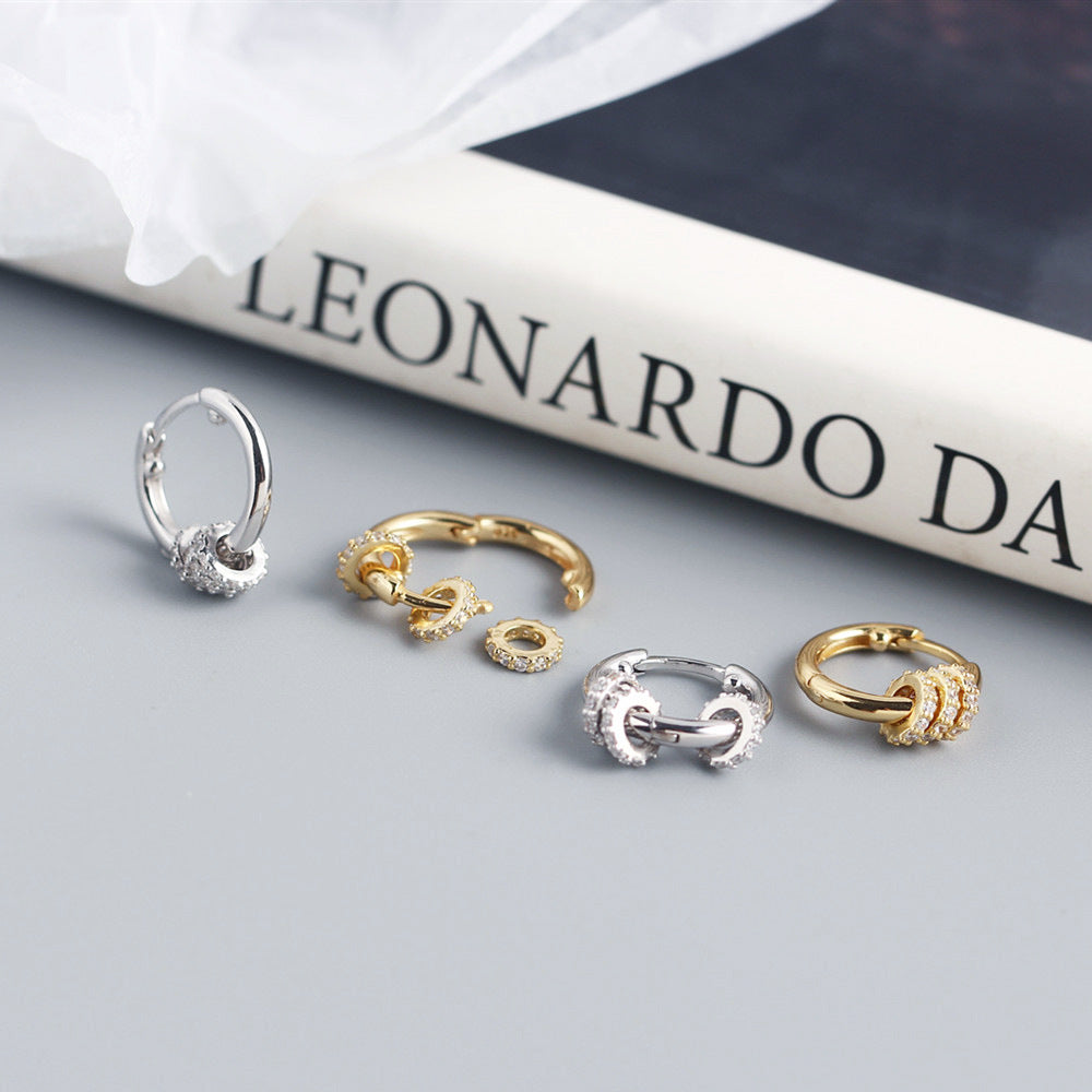 Multi-Way Geometric Small Ring Huggie Hoop Earrings for Women | HE3882 | Minimalist Stackable Earrings for Everyday Wear, Work & Date Night