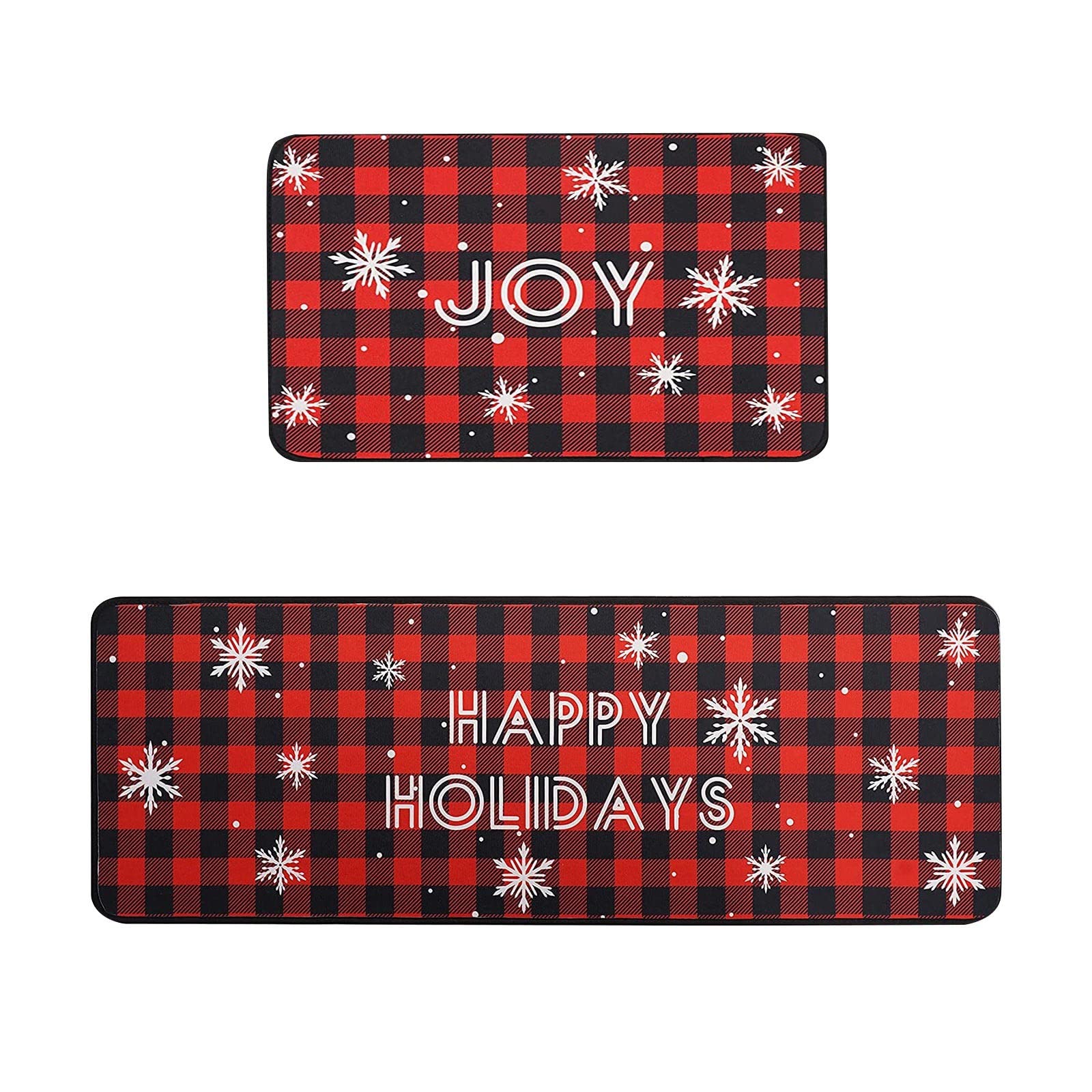 2-Piece Round Christmas Kitchen Rugs - Washable, Comfortable Holiday Floor Mats for Merry Christmas Decor (One Size) - Perfect for Kitchen, Living Room, and Entryway Decorations