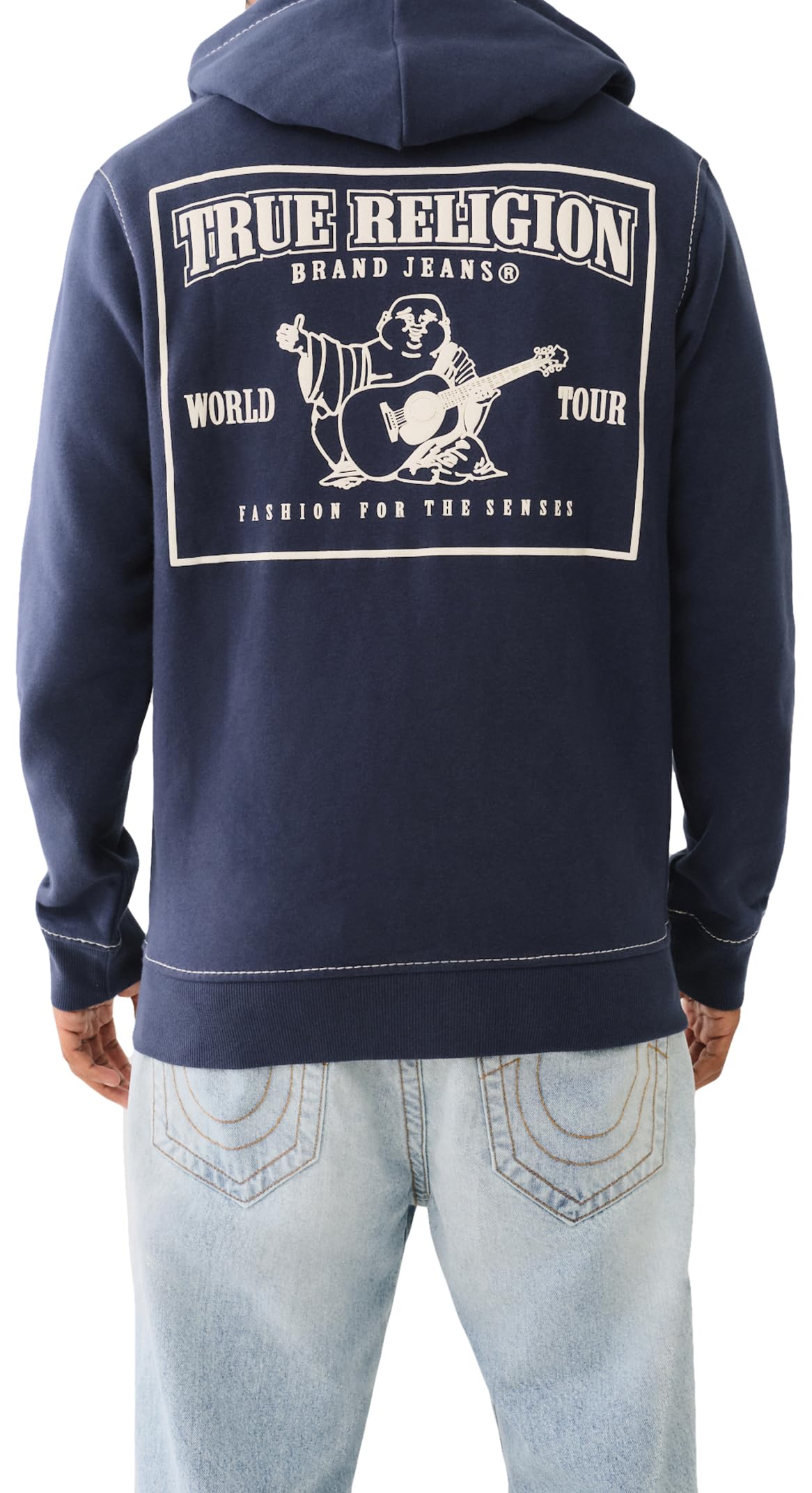 True Religion Men's Big T Zip Up Hoodie - Stylish Cotton Fleece Pullover with Front Pockets | Perfect for Casual Wear, Gym & Outdoor Activities