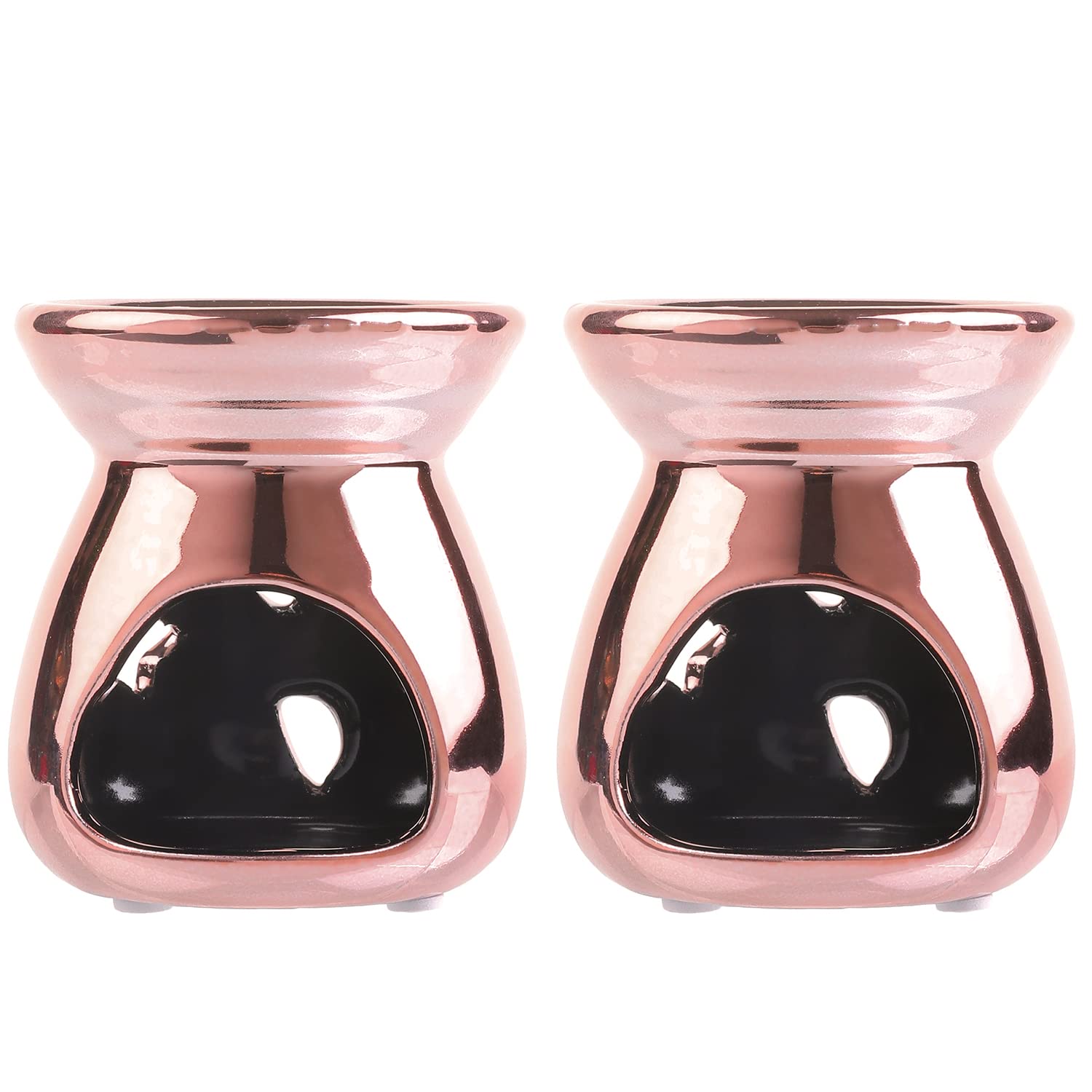 MyGift Copper Ceramic Aromatherapy Essential Oil Diffuser & Wax Warmer - 2-Piece Set with Stars and Moon Cutout Design for Home Spa, Yoga, Meditation & Relaxation
