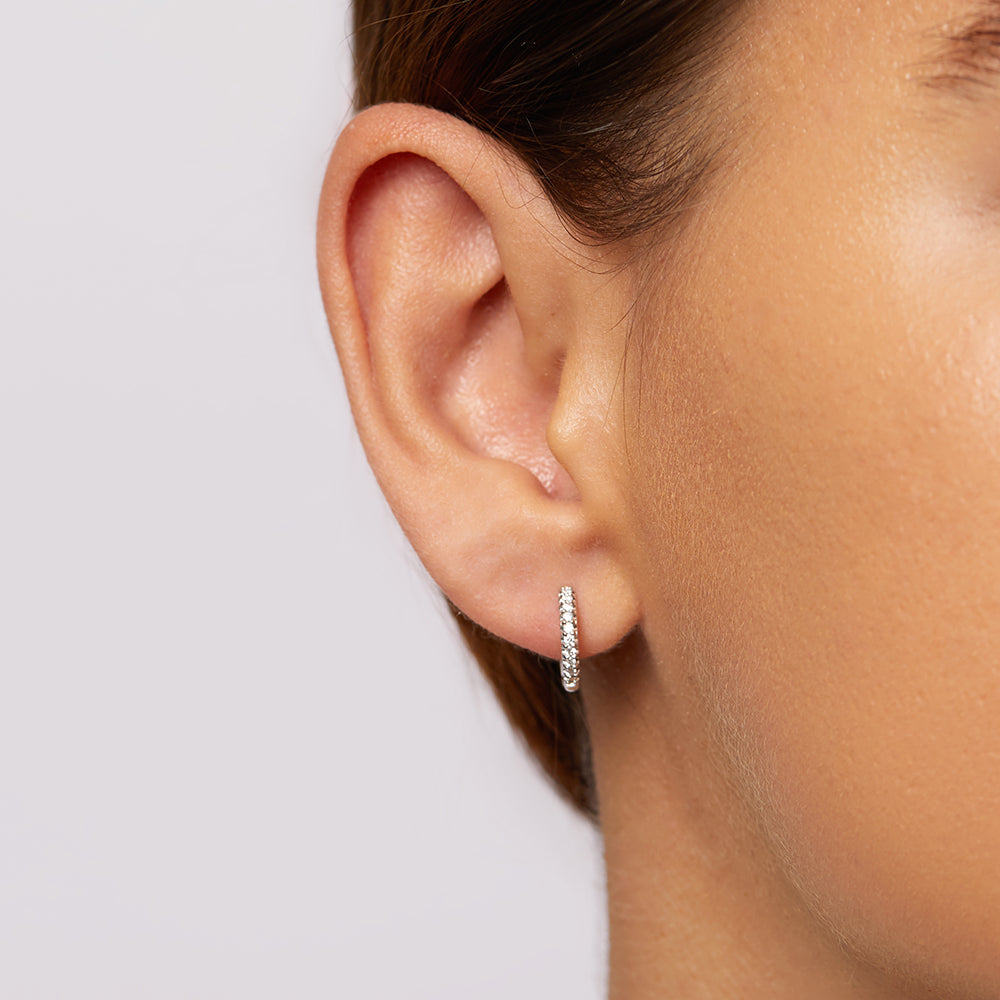Diamond Huggie Earrings in Sterling Silver - Perfect for Everyday Wear, Date Nights & Special Occasions