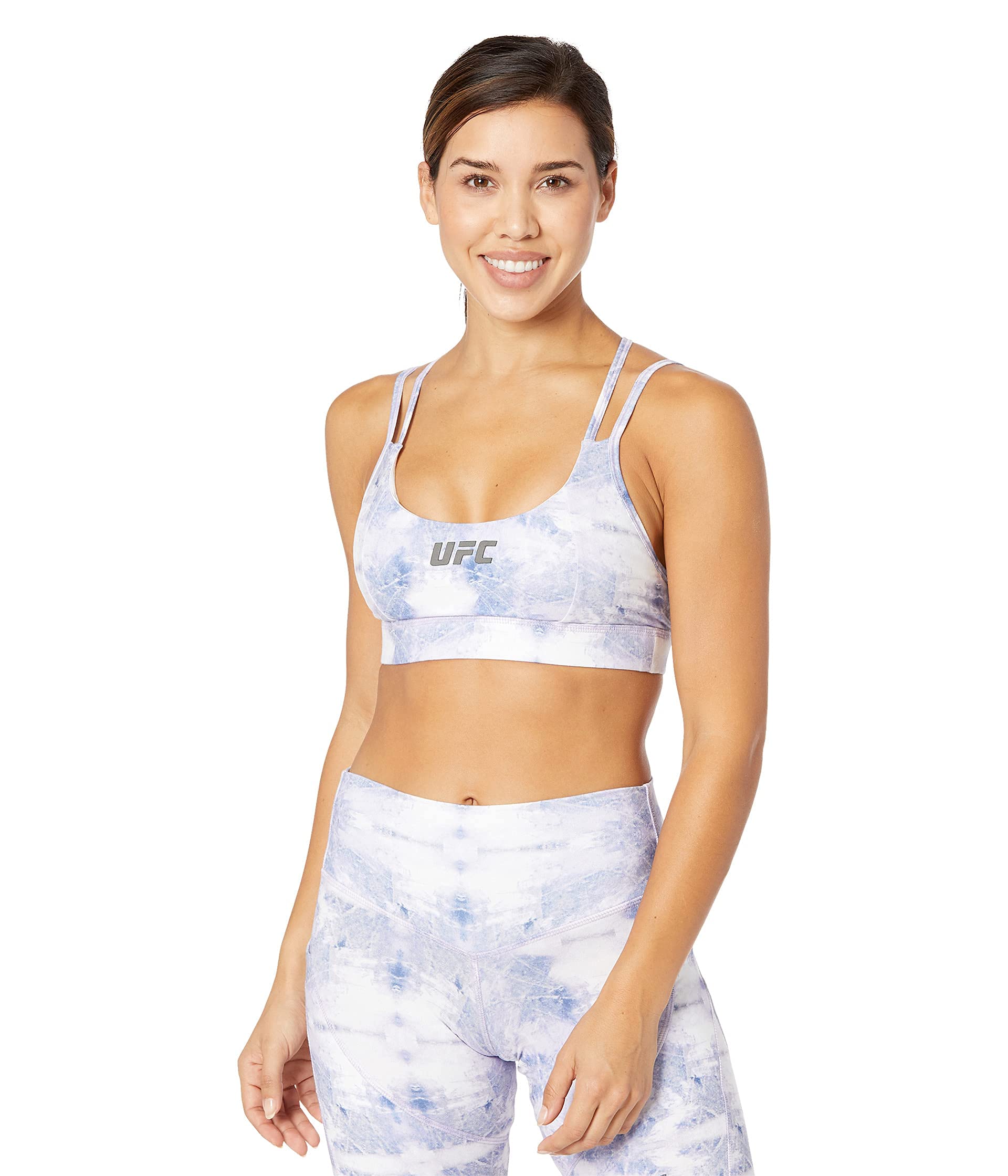 High-Performance UFC Quartz Print Strappy Sports Bra for Women - Breathable Workout Top for Gym, Running & Yoga