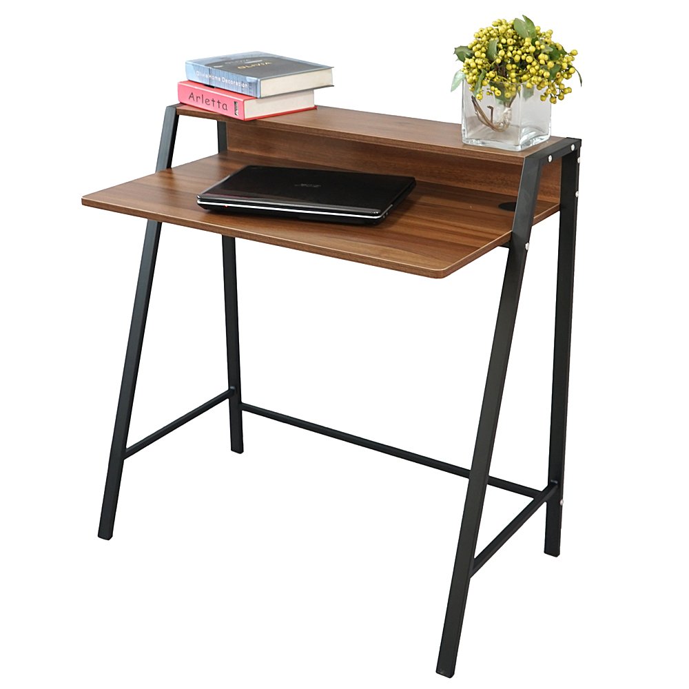 Modern Two-Tier Computer Gaming Desk - Simple Design, Industrial Office Writing Table, Sturdy Laptop Study Desk for Home Office, Coffee Color Desktop - Perfect for Gaming, Work & Study Spaces