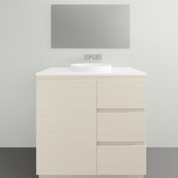 ADP Glacier Lite Ensuite Vanity Set with Solid Surface Top - 3-Piece Door and Drawer Bathroom Vanity for Modern Homes | Perfect for Small Bathrooms, Guest Suites & Apartment Remodels