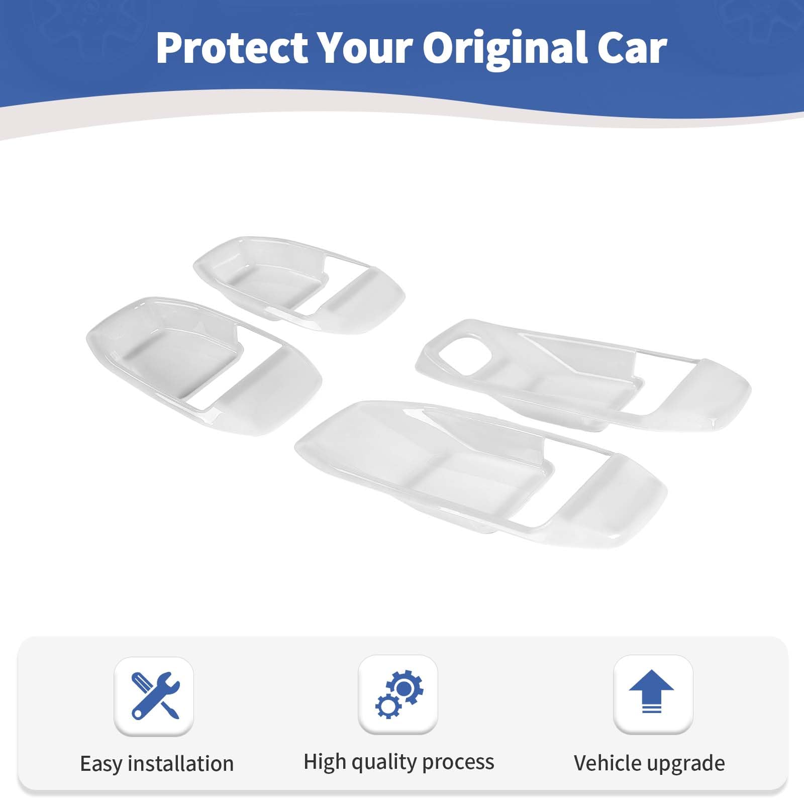 Jeep Wrangler JL JLU & Gladiator JT (2018-2024) Inner Door Handle Bowl Cover Trim - White Interior Accessories (4-Piece Set) | Durable Protection & Stylish Upgrade for Jeep JL Door Handles
