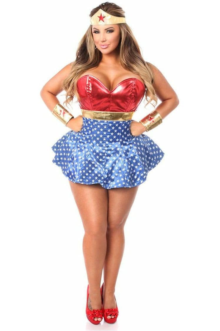Lavish 3-Piece Superhero Corset Dress Costume for Women | Daisy Corsets | Cosplay, Halloween & Burlesque Outfit
