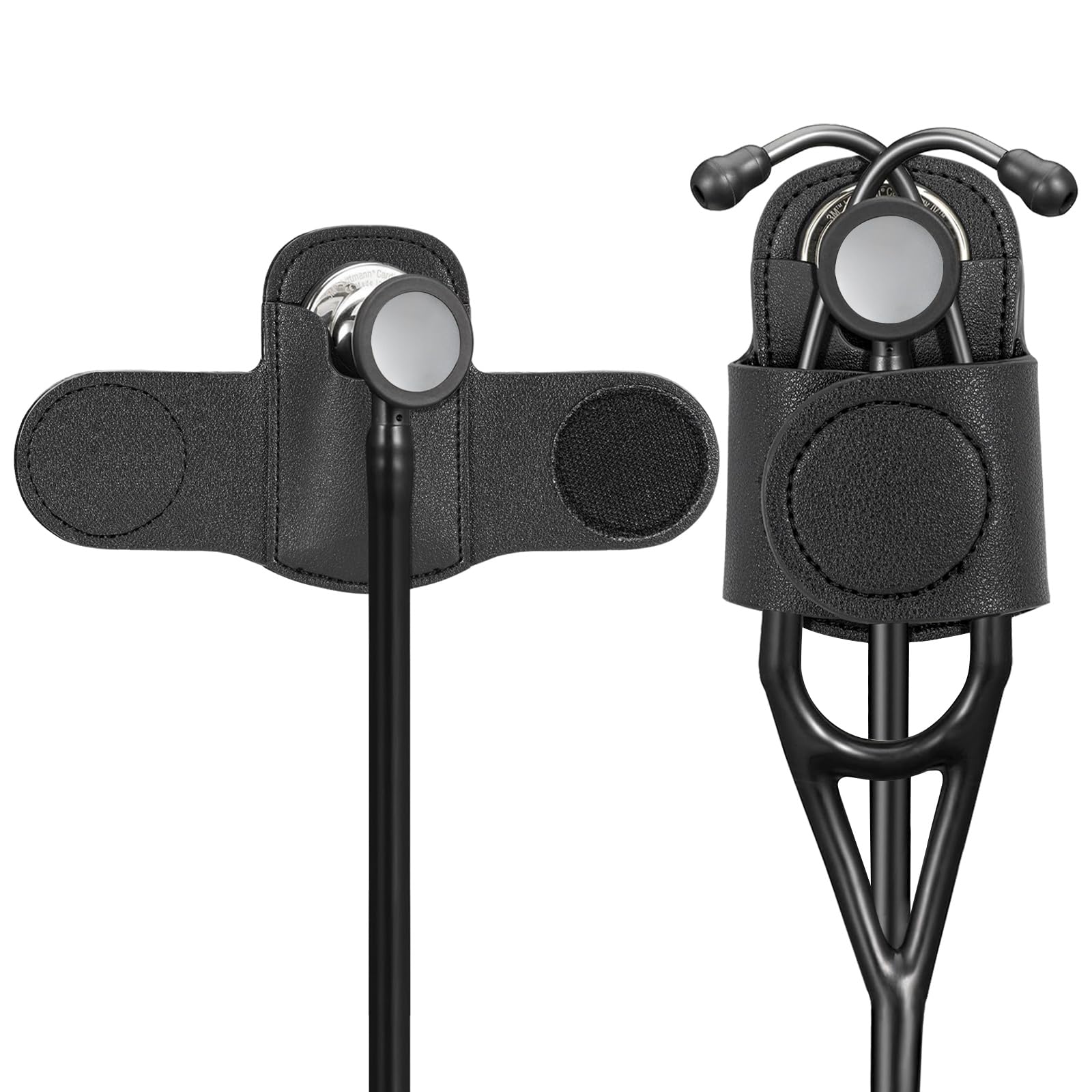 Premium Leather Stethoscope Holder with Hip Clip - Waist Belt Attachment for Doctors & Nurses (Black) | Ideal for Medical Professionals, EMTs & Healthcare Workers On-The-Go