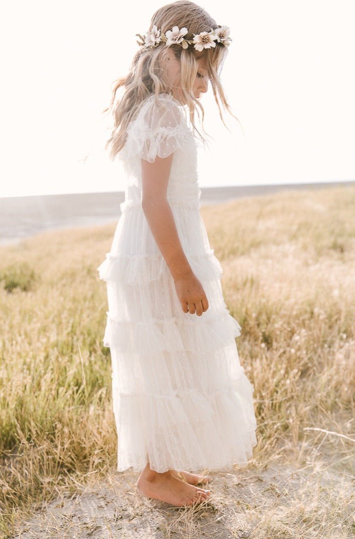 Whimsical Mini Maxi Dress in White - Perfect for Summer Beach Vacations, Boho Parties & Casual Outings