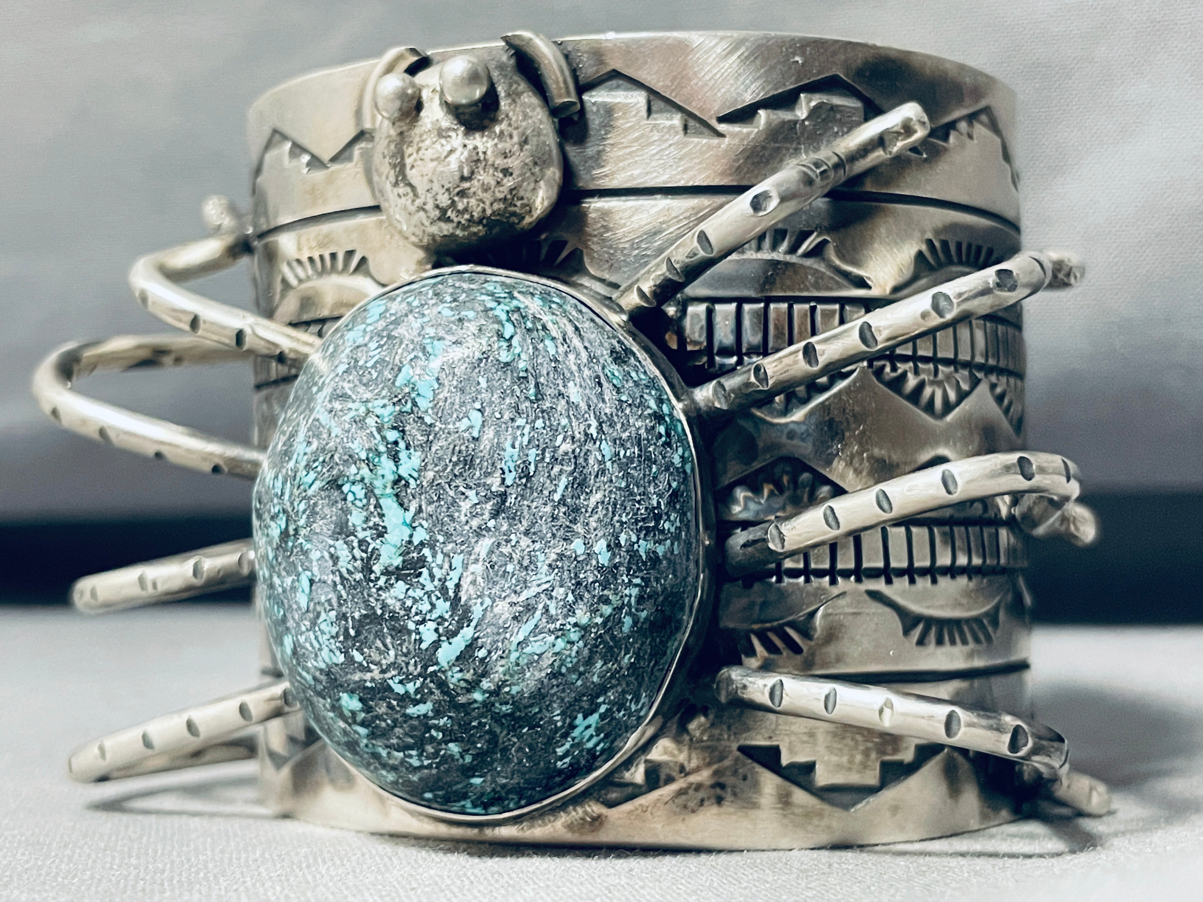 Authentic 181g Navajo Sterling Silver Bracelet with Genuine Spider Turquoise | Handmade Native American Jewelry for Women | Perfect for Boho, Western & Gift Occasions