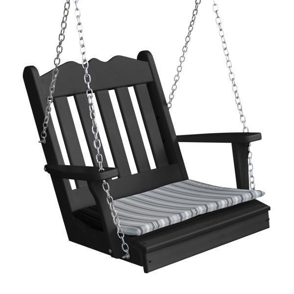 A&L Furniture Poly Royal English Chair Swing - Elegant Outdoor Patio Swing Chair for Garden, Porch, and Backyard Relaxation