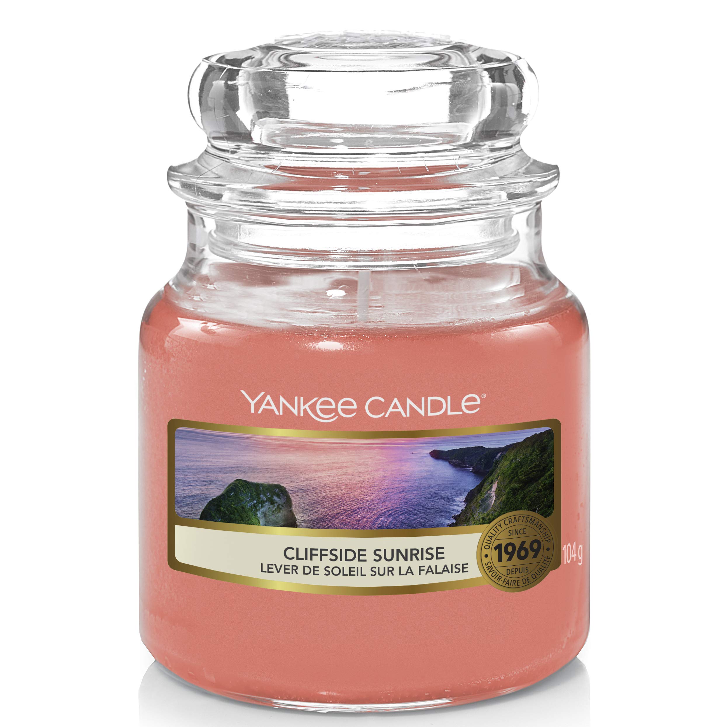 Yankee Candle Small Jar Candle - Cliffside Sunrise Scent | Classic Home Decor for Living Room, Bedroom & Office | Long-Lasting Fragrance for Relaxation & Aromatherapy