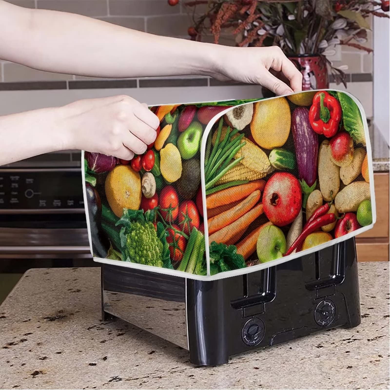 BuyBai 2 Slice Toaster Cover - Extra Wide Slot Bread Toaster Protector - Durable Greaseproof Small Appliance Cover for Kitchen - Perfect for Toasters, Bread Makers & Countertop Protection
