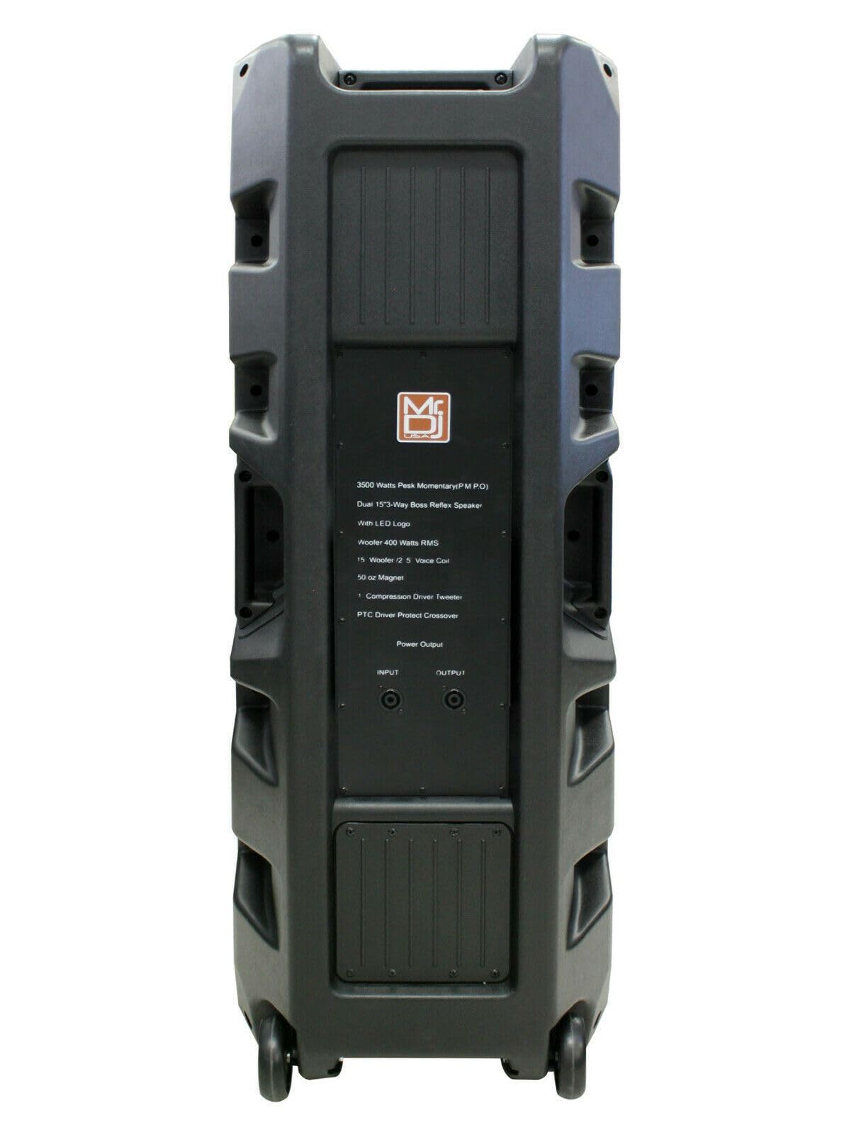 MR DJ PRO215S Passive DJ PA Speaker - Dual 15” 3-Way Full-Range Loudspeaker for Live Sound, DJ Performances & Multipurpose Events - Perfect for Clubs, Weddings & Outdoor Parties