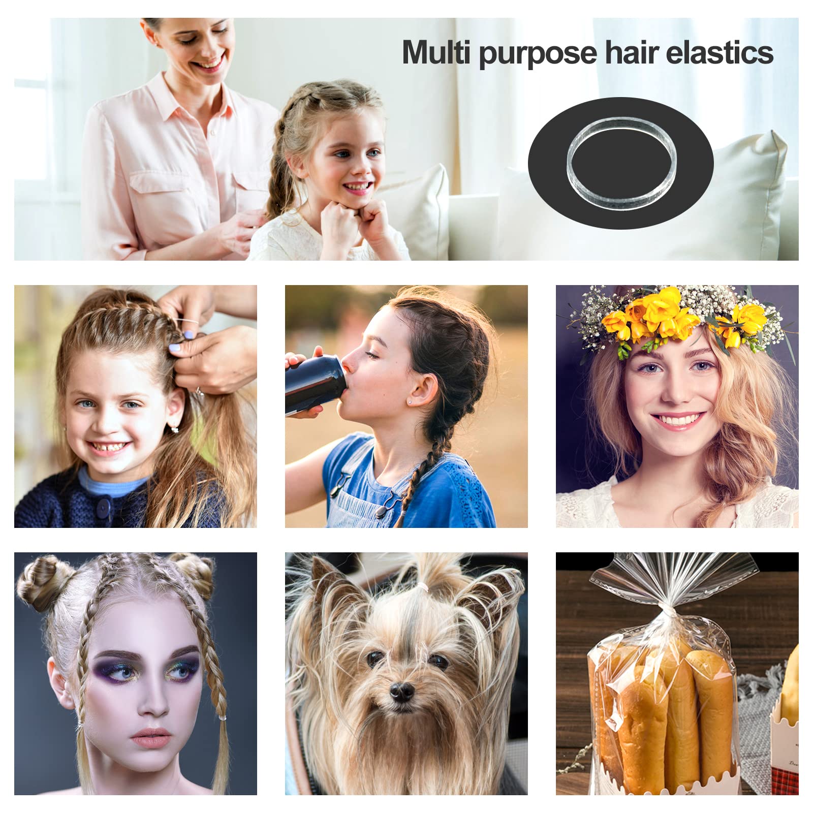 1000pcs Clear Small Hair Elastics - Mini Transparent Rubber Bands for Kids Hair, Dreadlocks & Wedding Hairstyles | Perfect for Braiding, Ponytails & Hair Accessories