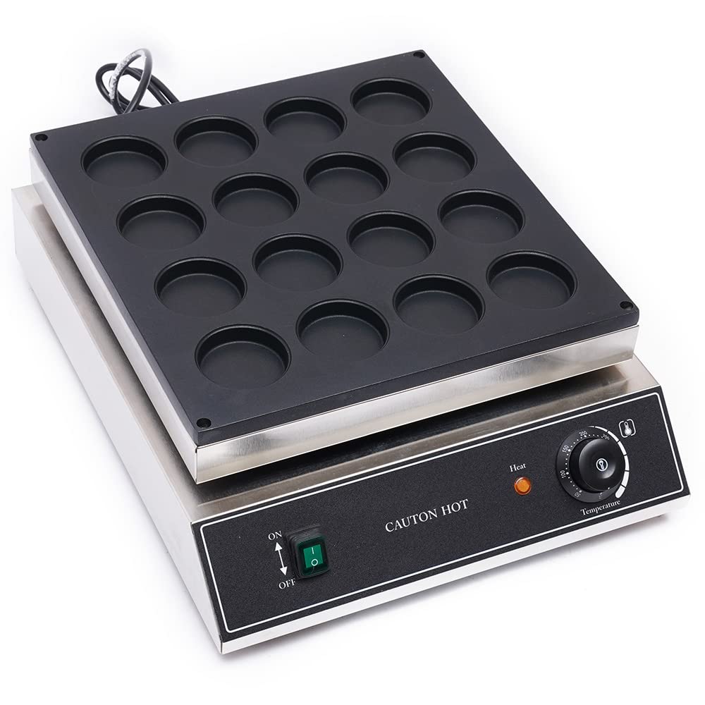 1700W Commercial Electric Waffle Maker with Non-Stick Plates - 16 Hole Stainless Steel Waffle Iron Machine for Red Bean Cake, Bubble Waffle - Perfect for Breakfast Shops, Bakeries, Restaurants & Snack Bars - Ideal for Making Crispy Waffles, Pancakes & Desserts
