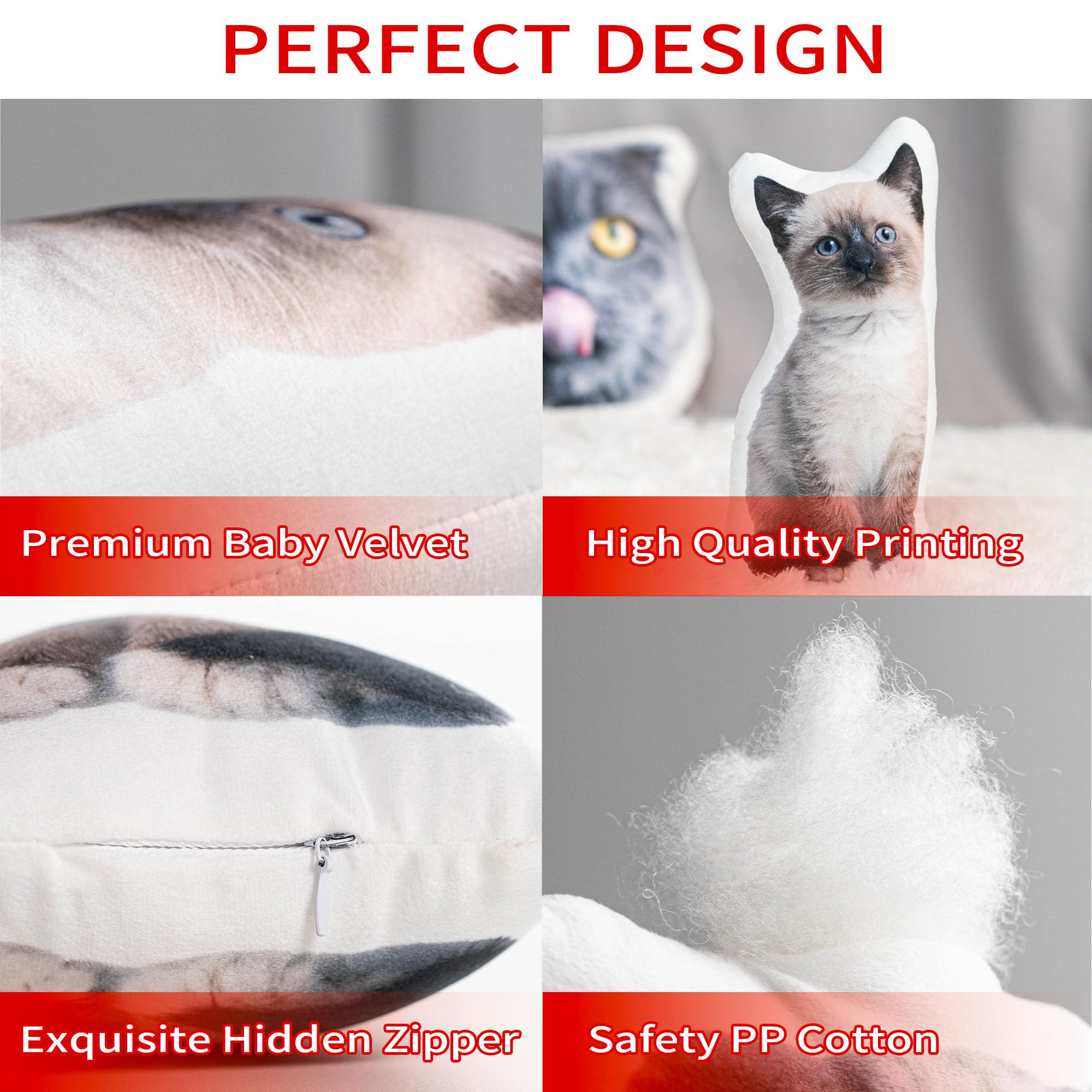 Custom Photo Pillow with Pet Picture - Personalized Dog & Cat Pillow Gift for Pet Lovers - Unique Christmas & Birthday Present (12 Inch) - Perfect for Home Decor, Couch & Bedroom