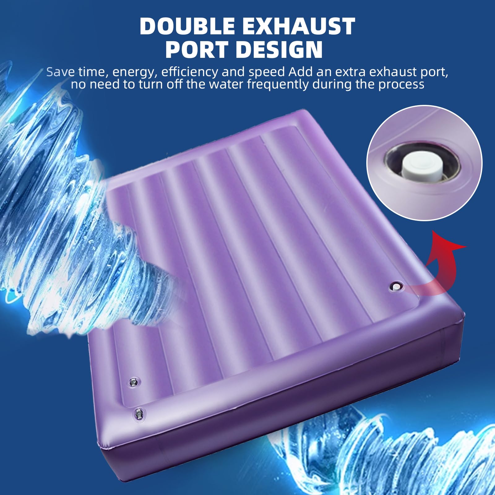 Ergonomic PVC Water Bed Mattress - Medium Wave, 50% Full, Double Exhaust Holes | Durable & Foldable Softside Waterbed Set (Twin 39x75) for Home, Dorm, or Guest Room Relaxation