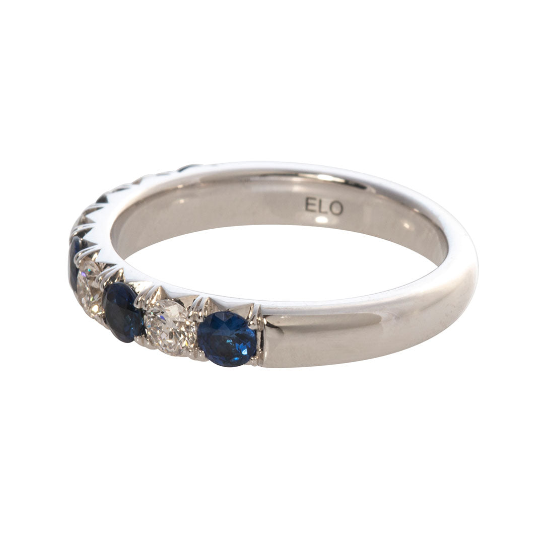 0.75ct Sapphire & 0.44ct Diamond 14K White Gold Wedding Band - Elegant Bridal Ring for Engagement, Anniversary & Special Occasions