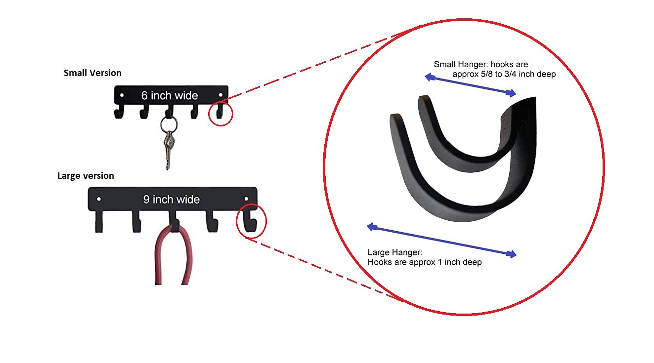 Lineman Wall Key Holder - Large 9 Inch Wide with 5 Storage Hooks - Made in USA - Perfect for Garage, Workshop & Entryway Organization