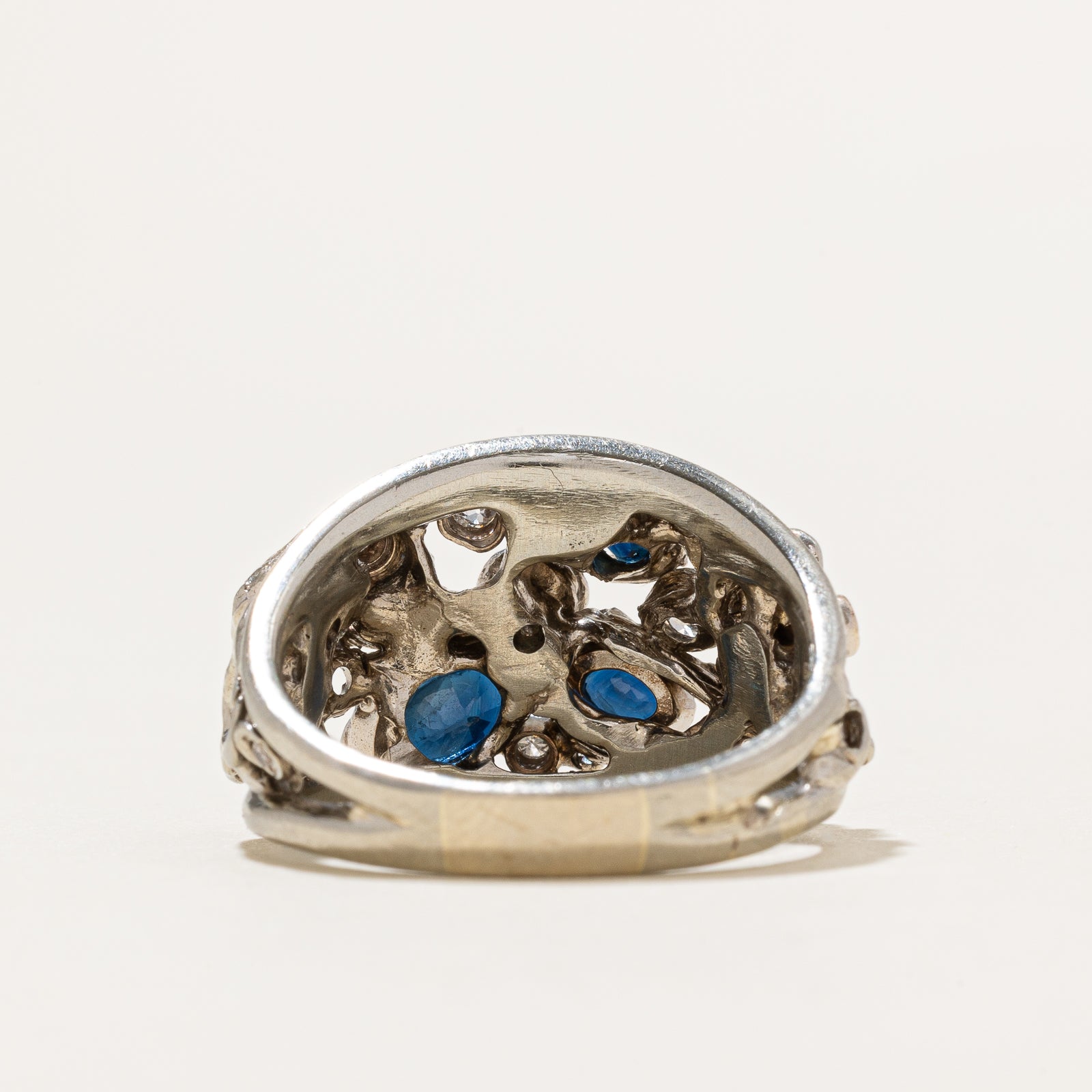1.60ctw Sapphire & Diamond Cocktail Ring for Women - 0.31ctw Oval Blue Sapphire with Diamond Accents - Size 9.75 - Elegant Statement Jewelry for Parties, Weddings & Special Occasions