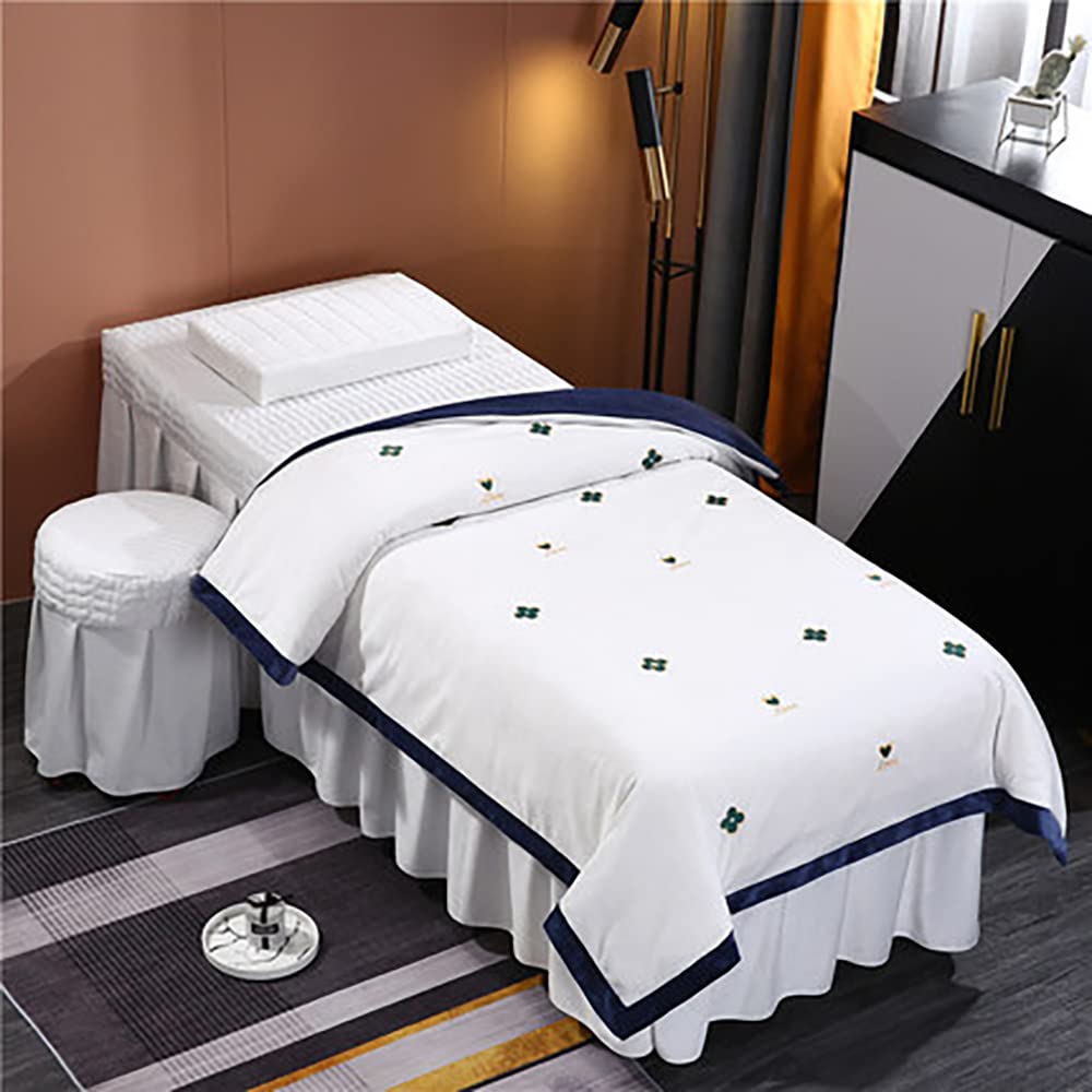 **Vintage Massage Bed Sheet for Salon - Breathable Face Hole, Decorative Beauty Bed Cover (185x70cm) - Perfect for Spa, Facial, and Massage Therapy Sessions**
