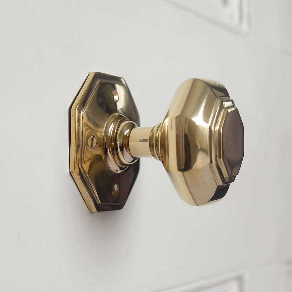 Polished Brass Octagonal Door Knobs - Vintage Style Hardware for Interior Doors, Bedrooms & Cabinets - Perfect for Home Decor and Renovation Projects