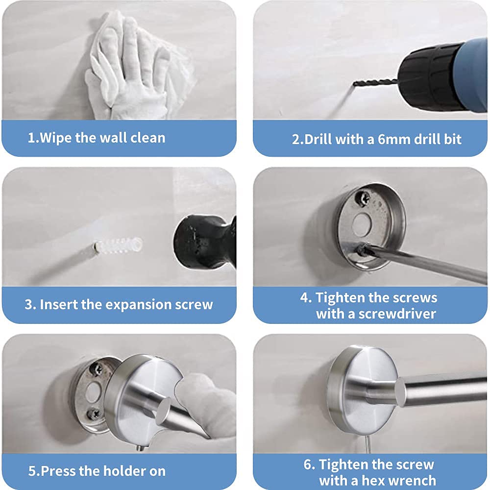 Premium 3-Piece SUS 304 Stainless Steel Bathroom Accessories Set - Wall Mounted Toilet Paper Holder & 2 Robe Hooks - Modern Bathroom Hardware for Home & Hotel Use