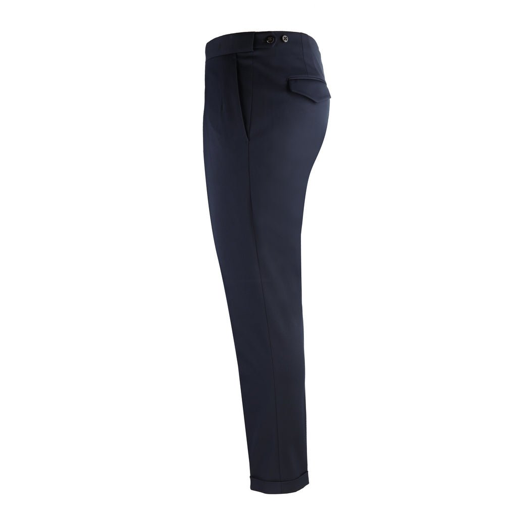 Corneliani Men's Stretch Pleated Dress Pants in Navy Blue - Perfect for Business Casual & Office Wear