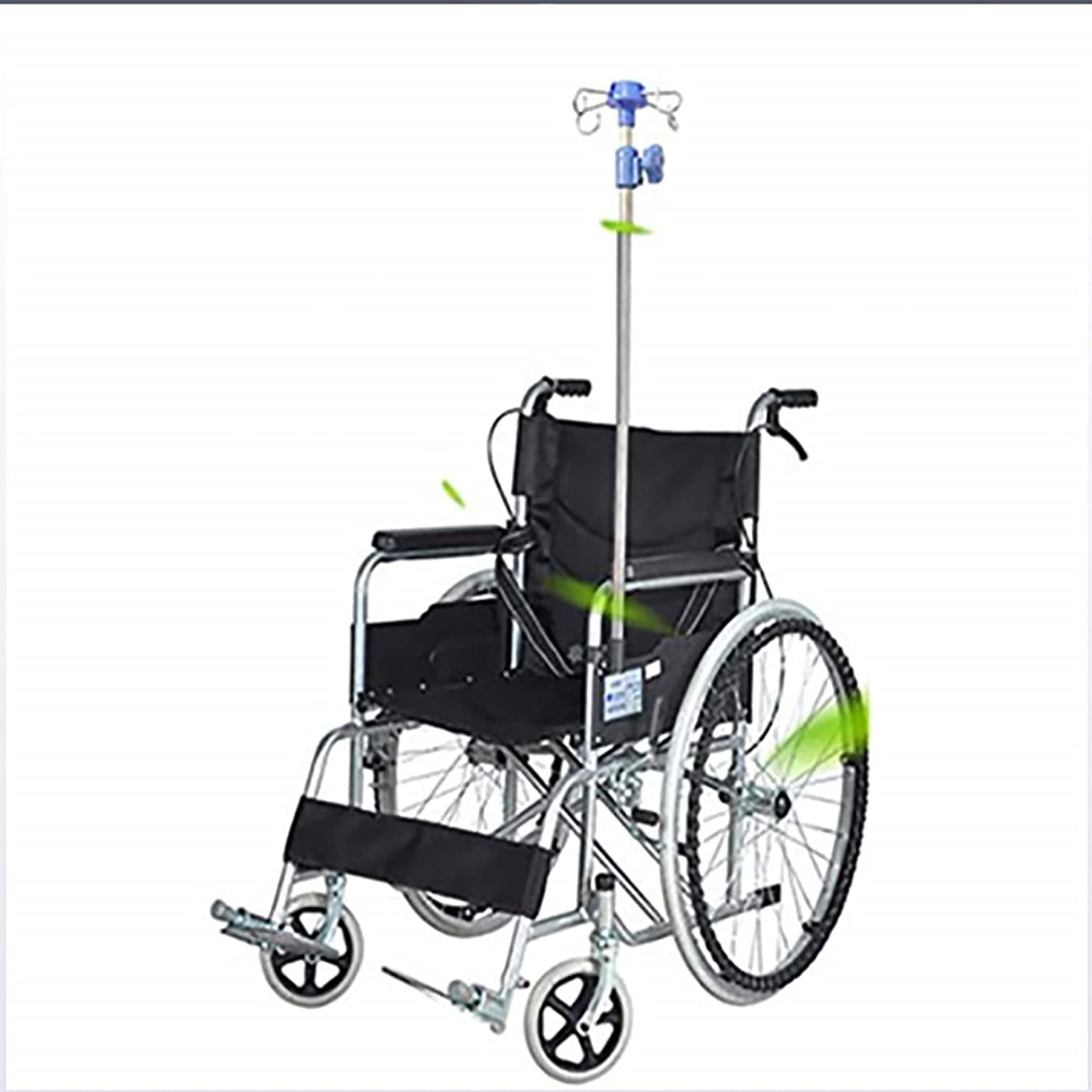 Adjustable Stainless Steel IV Pole with 4 Hooks - Medical Infusion Stand for Wheelchair & Hospital Use - Perfect for Home Healthcare, Nursing, and Clinical Settings