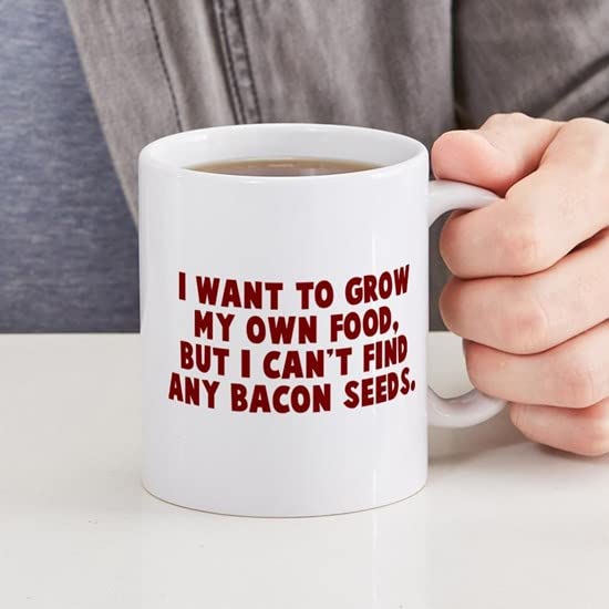Premium 11 oz (325 ml) Ceramic Coffee Mug - Funny Bacon Seeds Design - Perfect for Coffee, Tea & Hot Drinks at Home, Office or Gifts