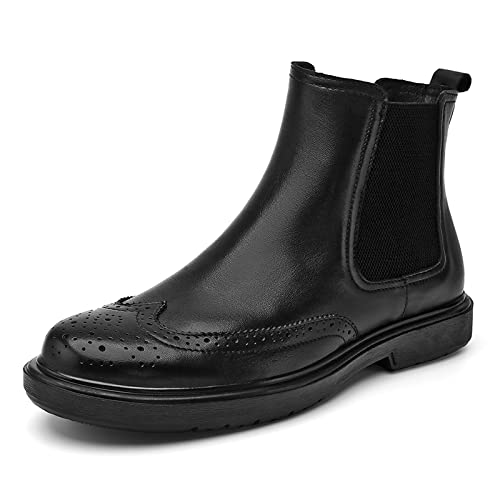 HuitJours Men's Chelsea Boots Black - Elastic Ankle Dress Boots with Wing Tips - Stylish & Comfortable for Casual, Office & Formal Wear - Perfect for Business, Parties & Everyday Outfits