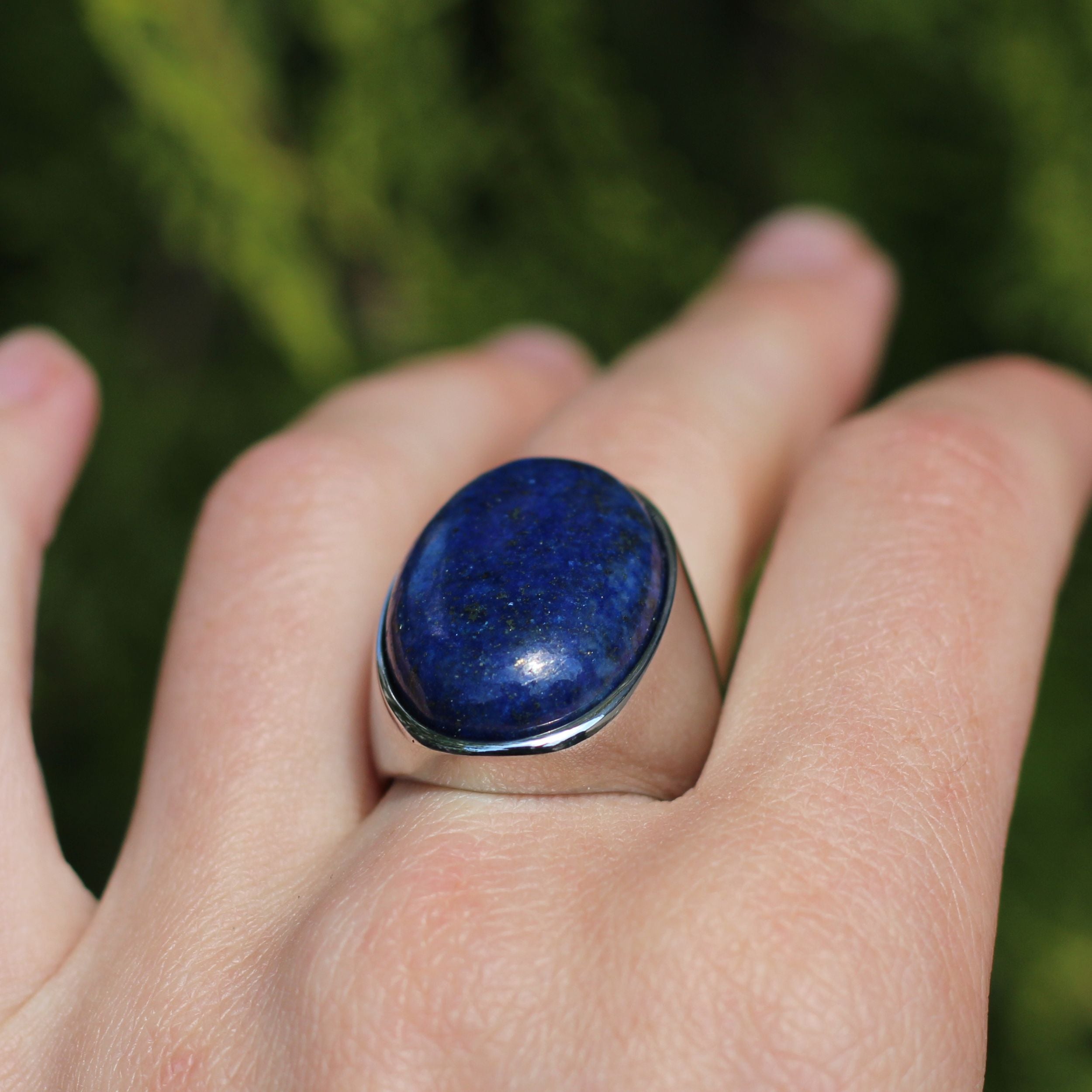 Lapis Lazuli Oval Cut Ring - Genuine Blue Stone Jewelry for Women | Perfect for Weddings, Gifts & Everyday Elegance