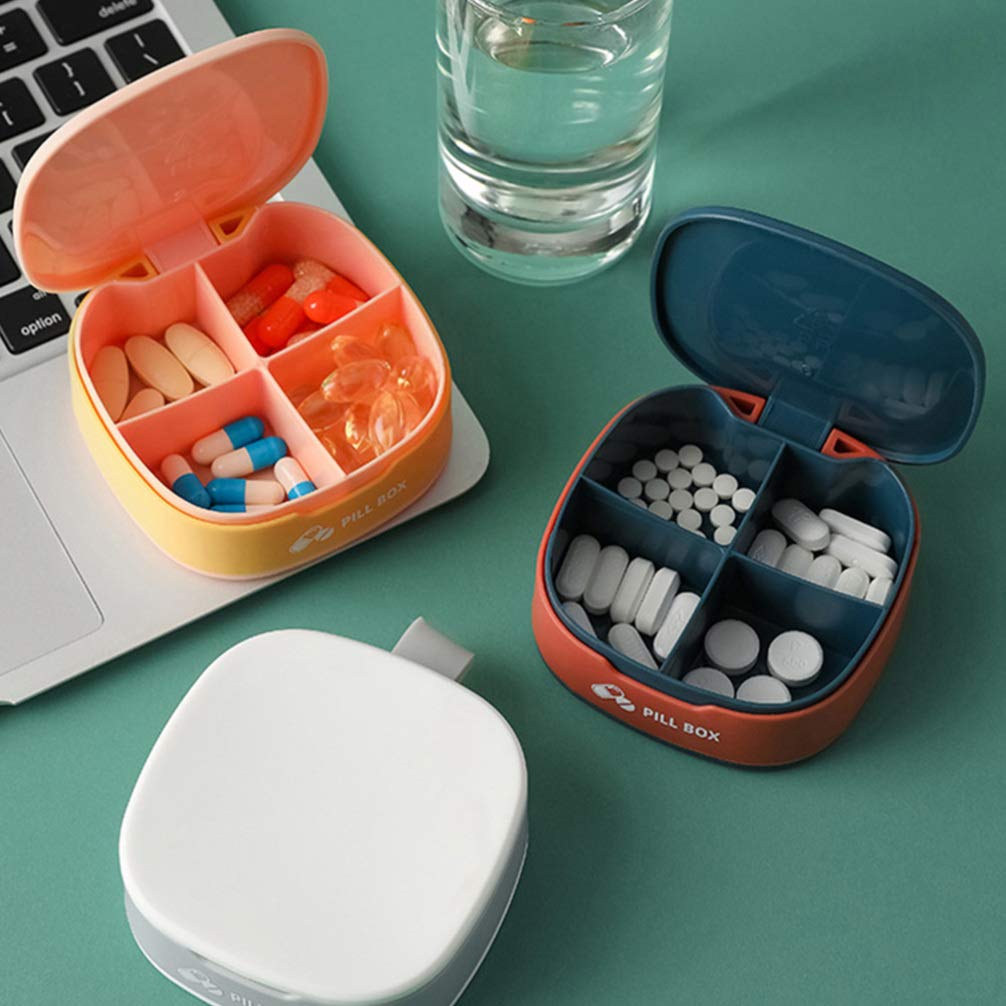 Portable Travel Medicine Kit - 3Pcs Compact Pill Organizer with 4 Compartments, Blue & Grey Plastic Storage Case for Pills & Medication | Perfect for Vacation, Camping, Business Trips & Daily Use