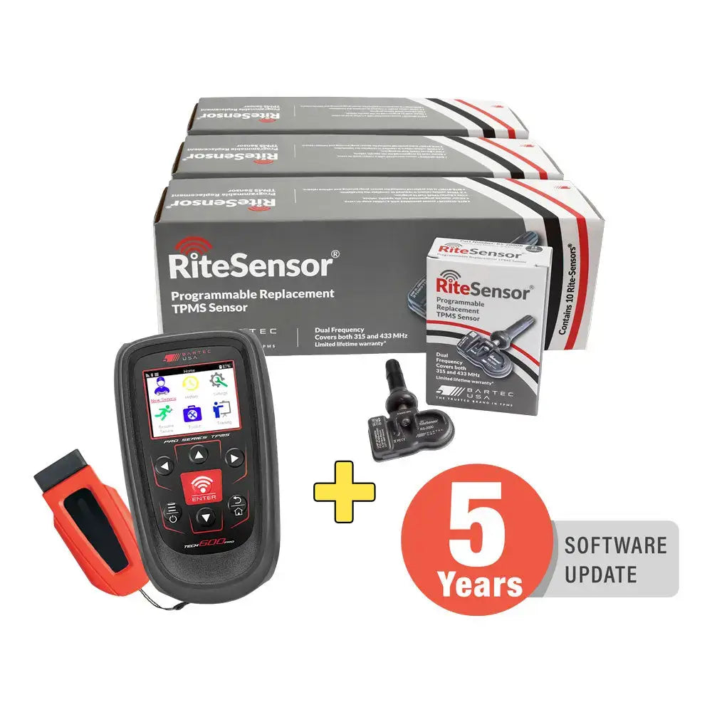 Bartec TECH600PRO TPMS Service Tool Kit with 30 Sensors - Professional Tire Pressure Monitoring System Diagnostic Scanner for Cars & Trucks - Auto Repair Shop & DIY Vehicle Maintenance Essential