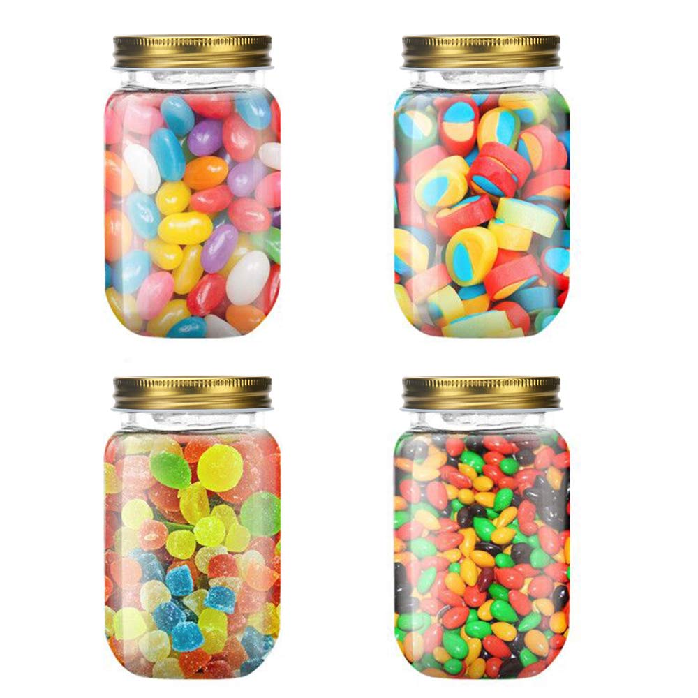 Novelinks 16oz Clear Plastic Jars with Gold Lids - 20 Pack BPA-Free Refillable Round Storage Containers for Kitchen Pantry Organization, Bathroom Essentials, Craft Supplies & Home Decor