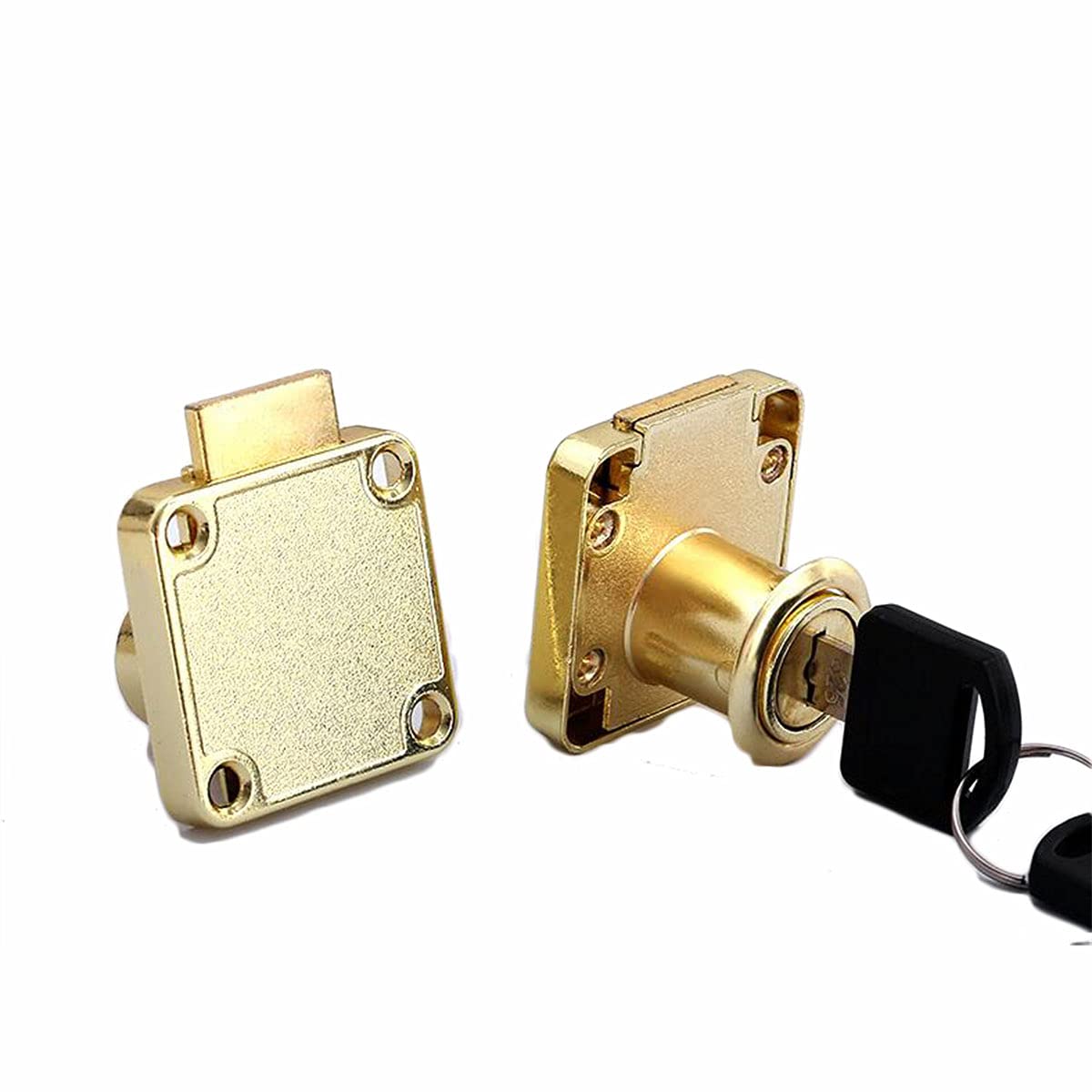 Premium Zinc Alloy 138-22 Cam Drawer Lock - 19x20mm Cabinet & File Locker with 2 Keys - Gold Cylinder Cam Hardware for Office, Closet, Storage & Furniture Security