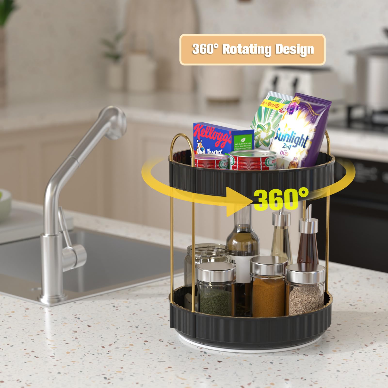 360° Rotating 2-Tier Makeup Organizer - 9