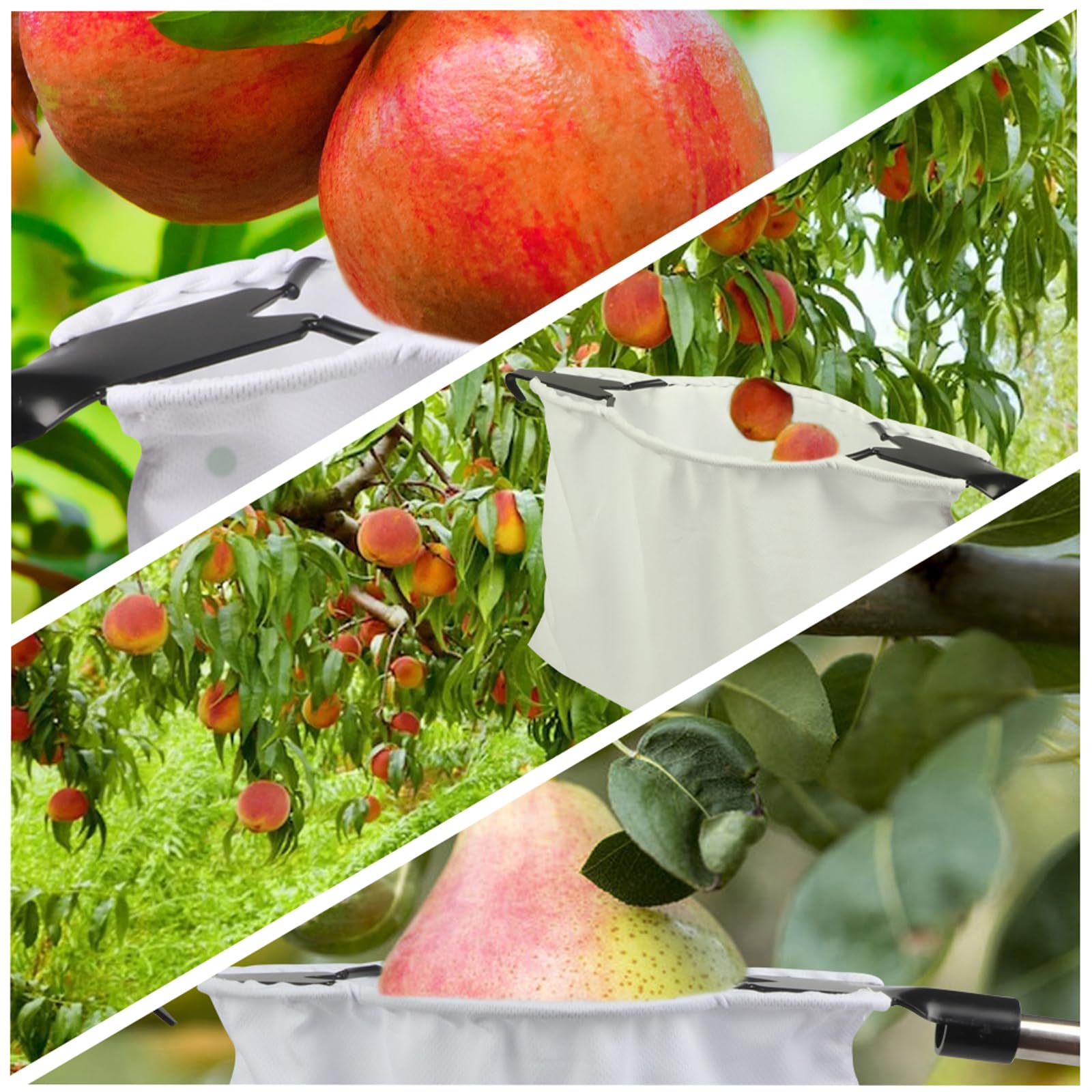 14.57x5.51x1.18 Inch Fruit Picker Basket with Cutter - Apple Picker, Cherry Picker Bag for Orange, Peach, Pear - Durable Outdoor Fruit Harvesting Tool for Garden, Orchard & Farm Use