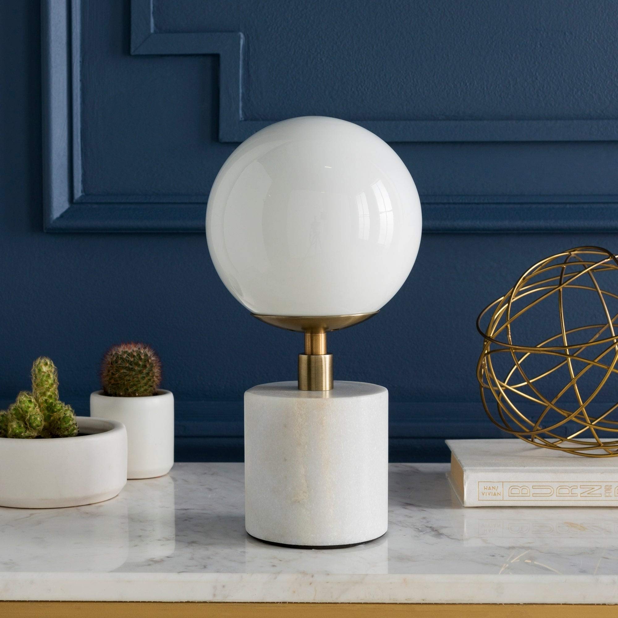 Marlowes 12.5 Inch White Modern Table Lamp - Contemporary LED Bedside Lamp for Living Room, Bedroom & Office Decor